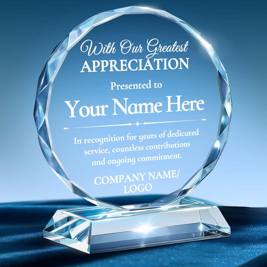 Custom Trophy Award, Plaques Personalized Engraved with Logo, Crystal Awards and Trophies for Corporate, Employee Recognition, Retirement, Sports - Coworker Employee Appreciation Gifts