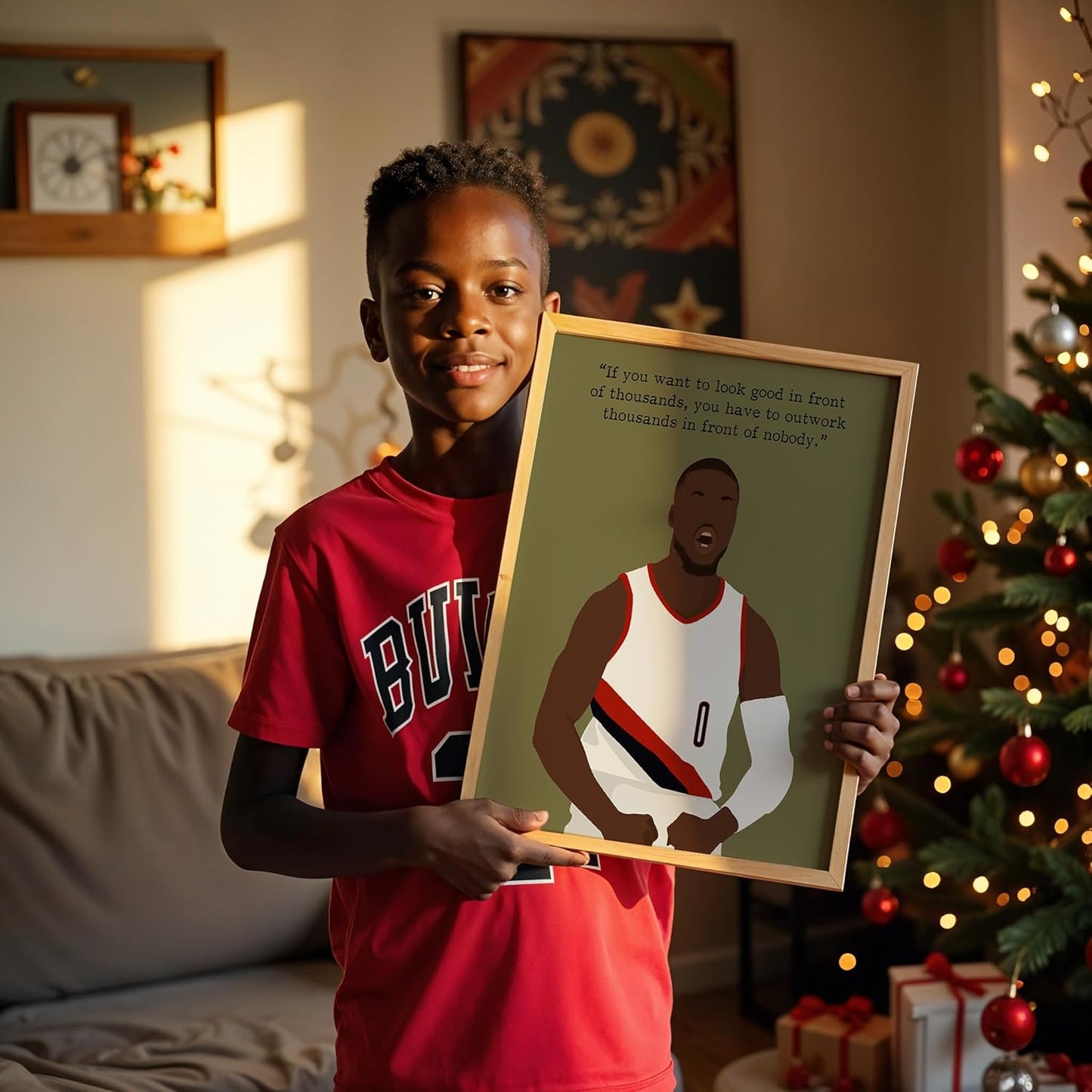 LOLUIS Motivational Basketball Superstar Hand-Drawn Artwork Sport Quote Wall Art Decorations (Unframed 16"x20", Basketball Player 5)