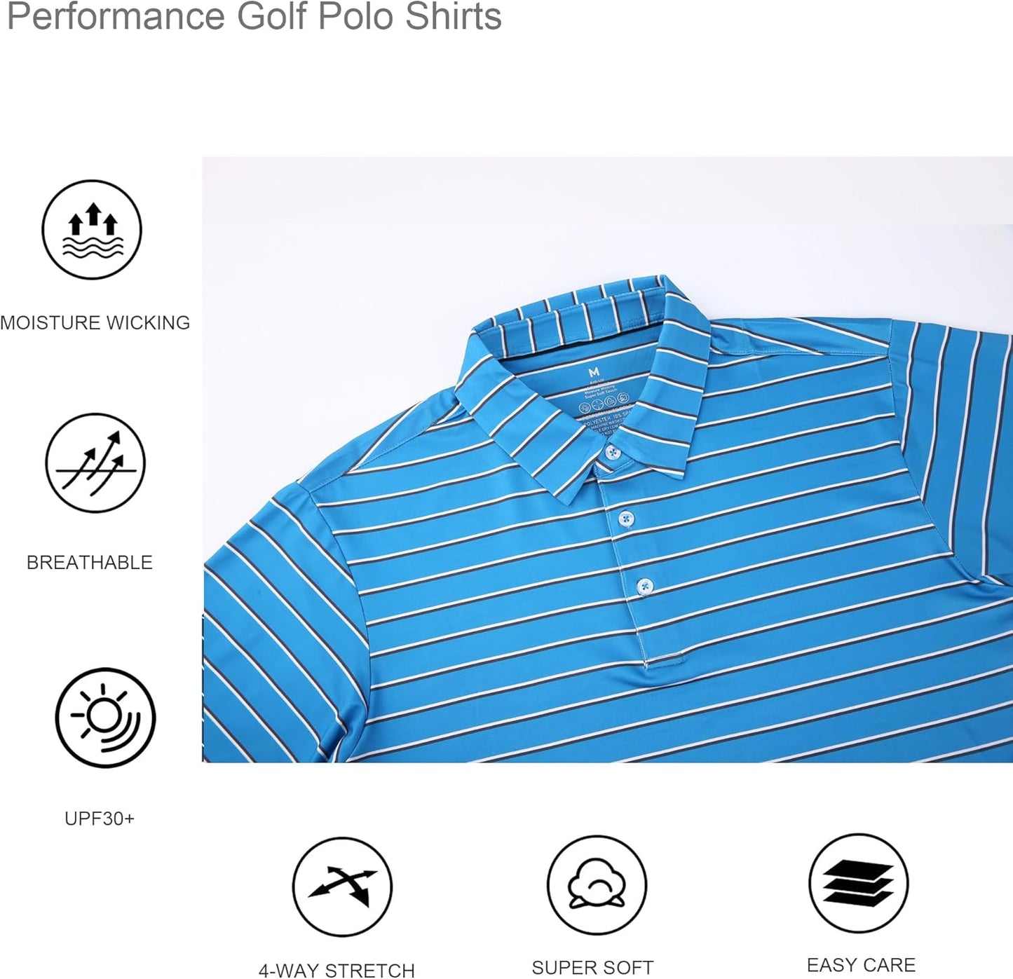 Alex Vando Mens Golf Shirt Moisture Wicking Quick-Dry Short Sleeve Casual Polo Shirts for Men