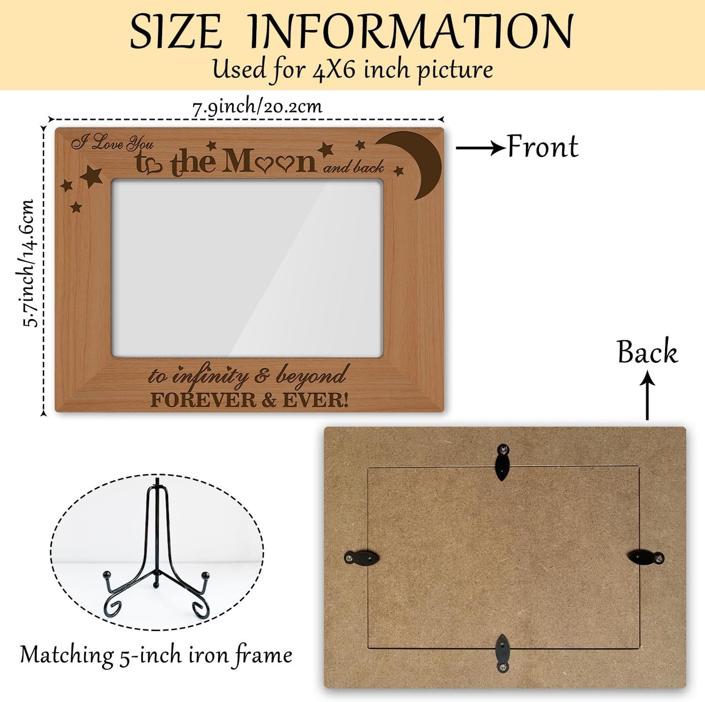 Couples Picture Frame, Wooden Photo Frame with Stand, Anniversary for Gifts Engagement Wedding Gifts for Boyfriend Girlfriend Wife Husband, Home Office Desk Decor Photo Frame Tabletop Display -xk31