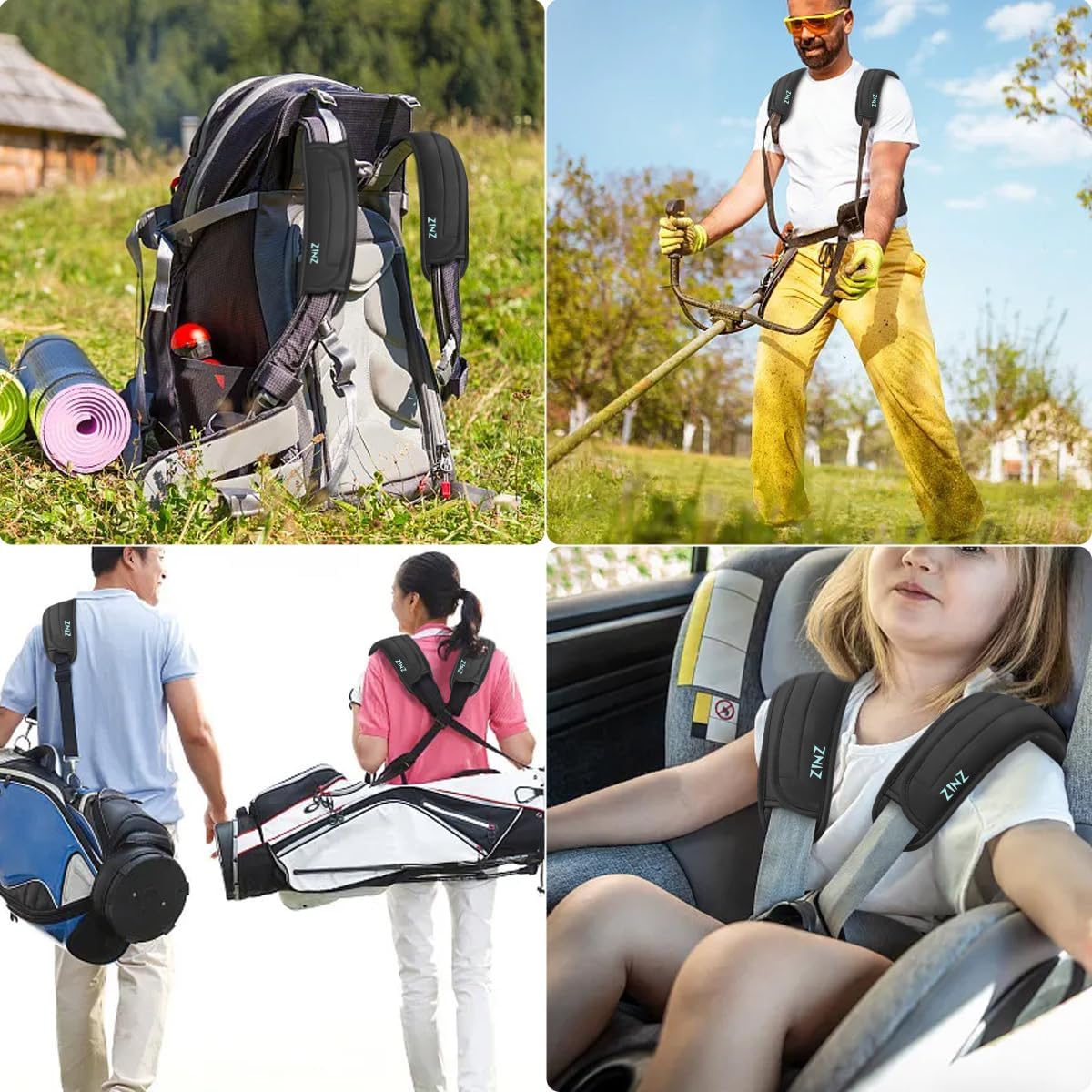 ZINZ 2-Pack Universal Shoulder Pad with Ultra Thick Cushion for Bag Luggage Bag Crossbody, Plus Long & Anti-Slip & Breathable,Drak Grey