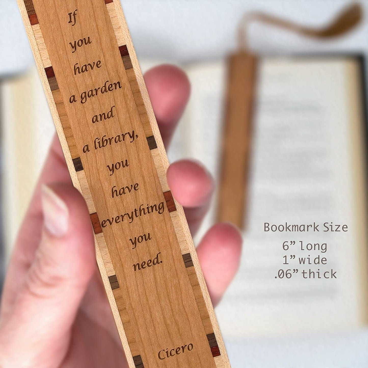 Cicero A Library and Garden Quote Engraved Wooden Bookmark - Made in The USA - Also Available with Personalization