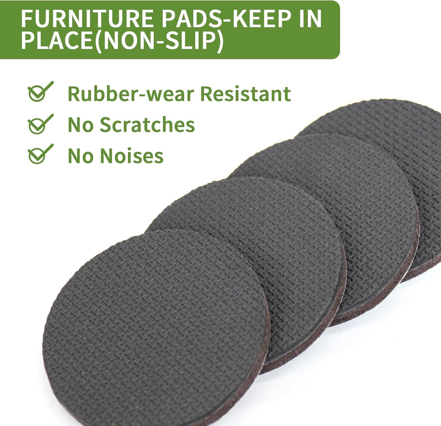 Non Slip Furniture Pads 16 PCS 2 1/2'' Round - Anti Slip Furniture Pads - Self Adhesive Rubber Feet Furniture Feet - Chair Leg Floor Protectors - Keep Furniture in Place