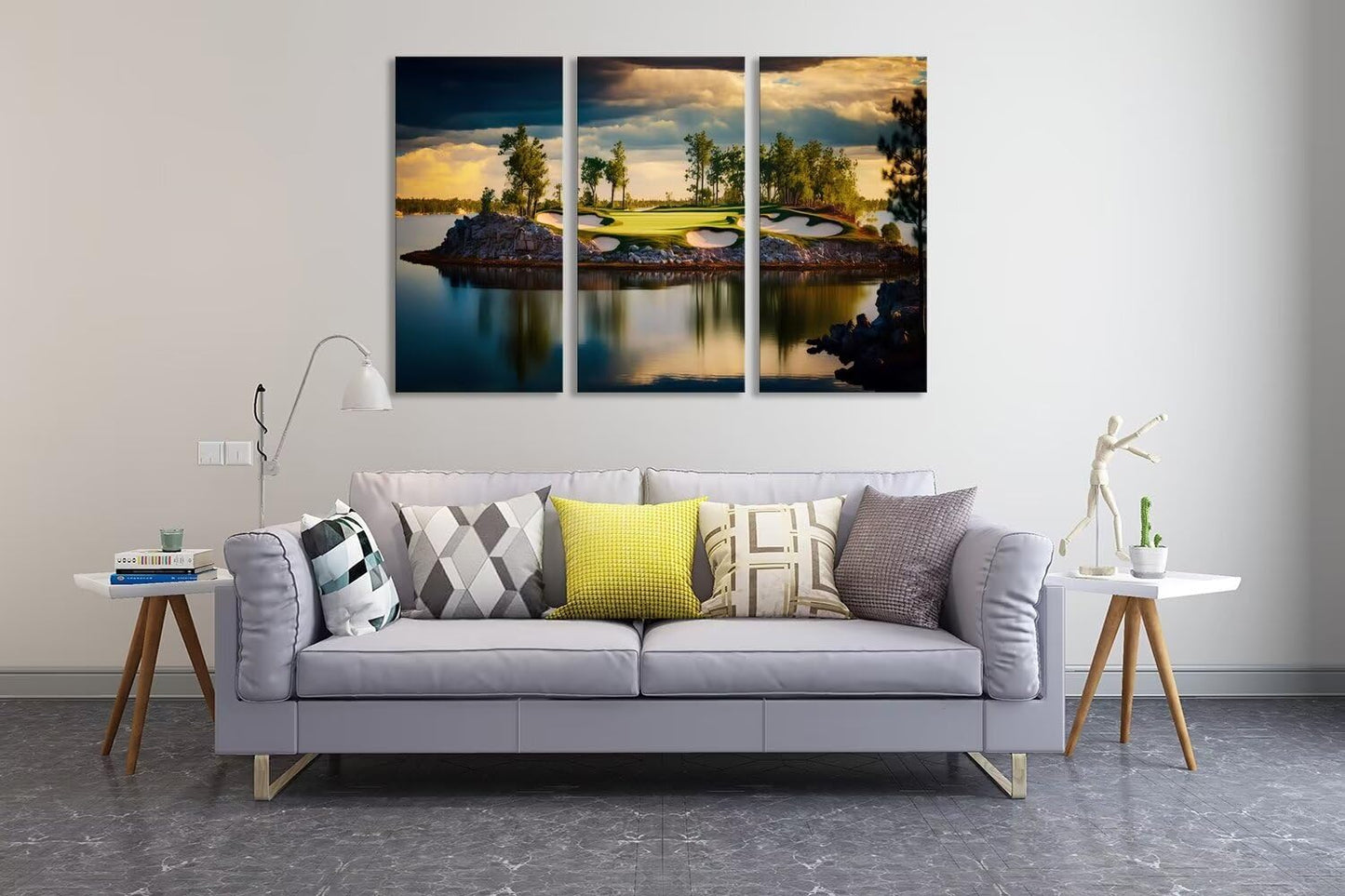 USA Golf Course Wall Art for Living Room Bedroom Bathroom Home Decorations Golf Course Pictures Posters Print on Canvas Modern Artwork Framed Ready to Hang(12''W x 24''H x3)