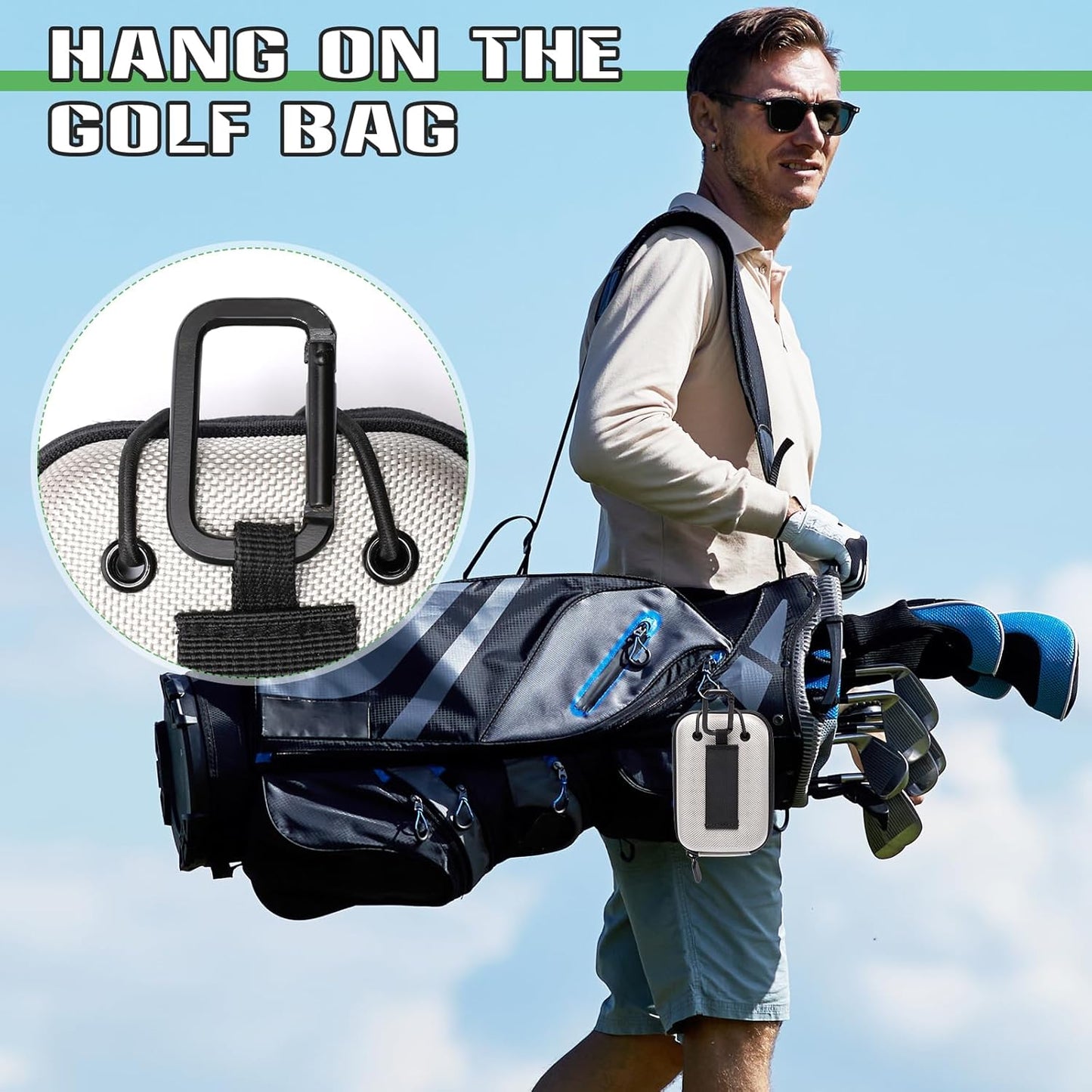 Golf Rangefinder Hard Shell Case, Hard Golf Rangefinder Case Universal Range Finder Carry Bag (Green+Black)