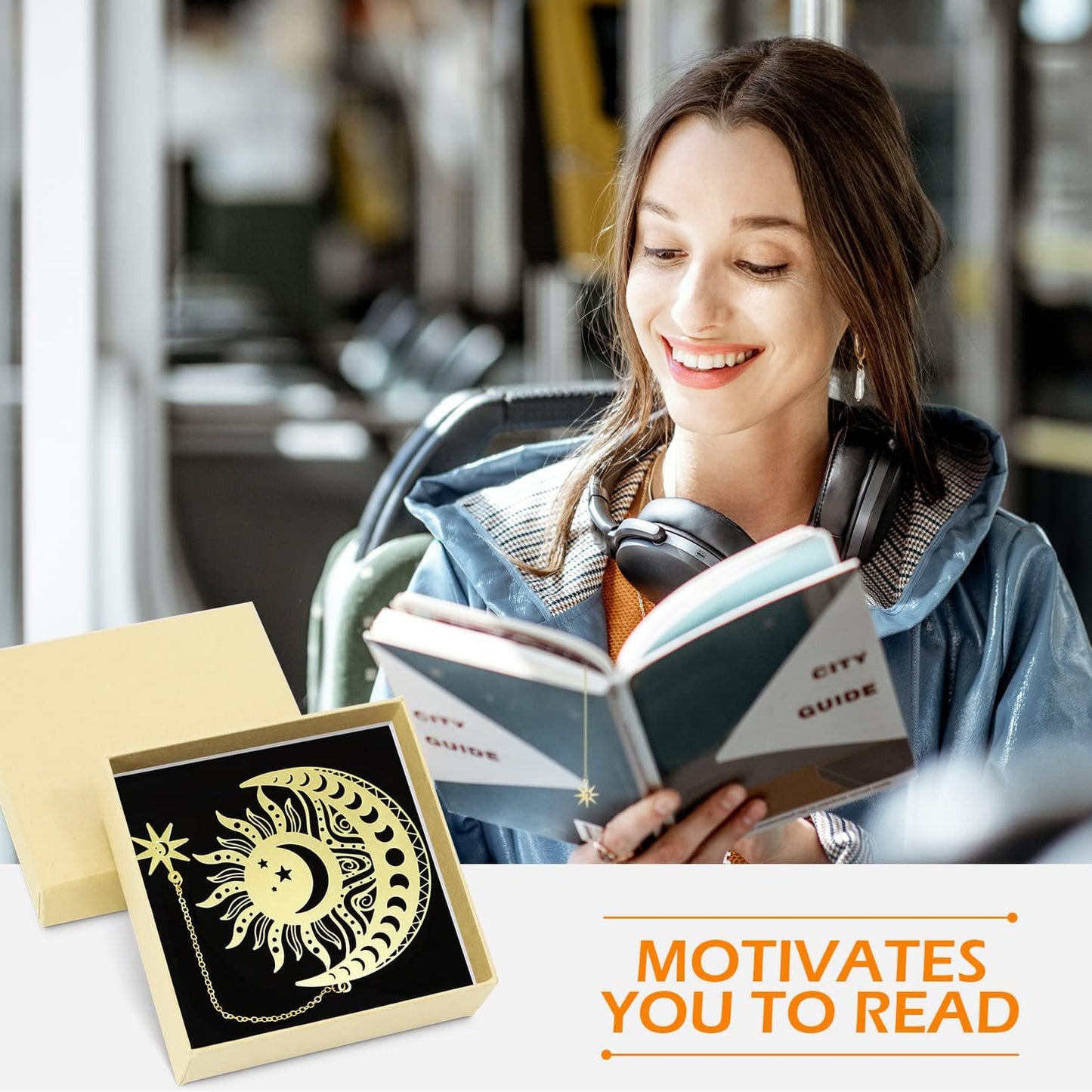 Sun & Moon Theme Metal Bookmark, Bookmarks for Women, Birthday Gifts Teachers & Mothers Valentine's Day Teacher Appreciation Gifts, Cute Book Marks with Chain for Men/Kids/Friend/Mom/Girls/Book Lovers