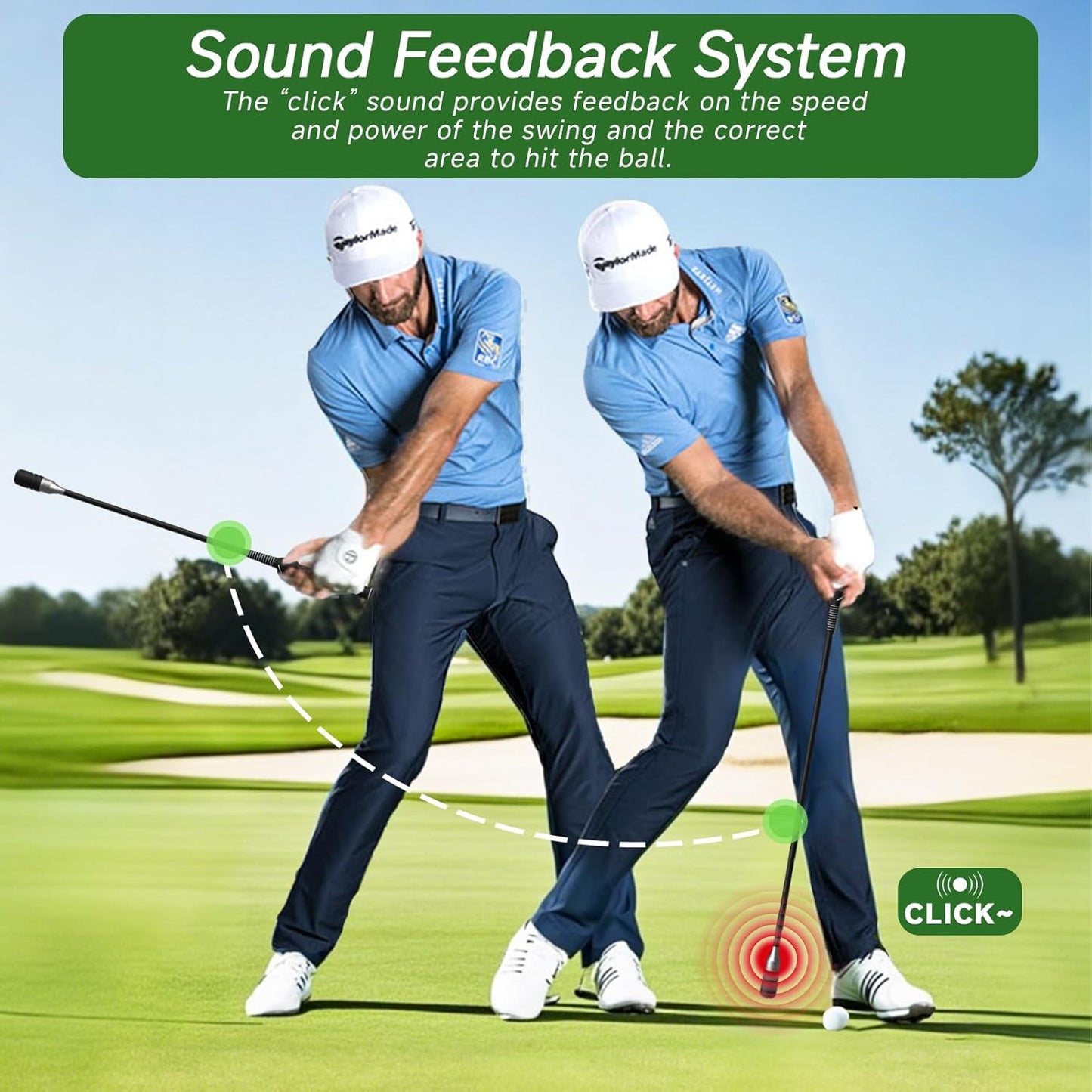 Rocalt Golf Swing Trainer, Click Stick Golf Trainer Speed & Tempo Stick for Grip/Warm-Up Training, Right-Handed Golf Training Aid with Click Sound, Helps Improve Flexibility & Maintain Balance