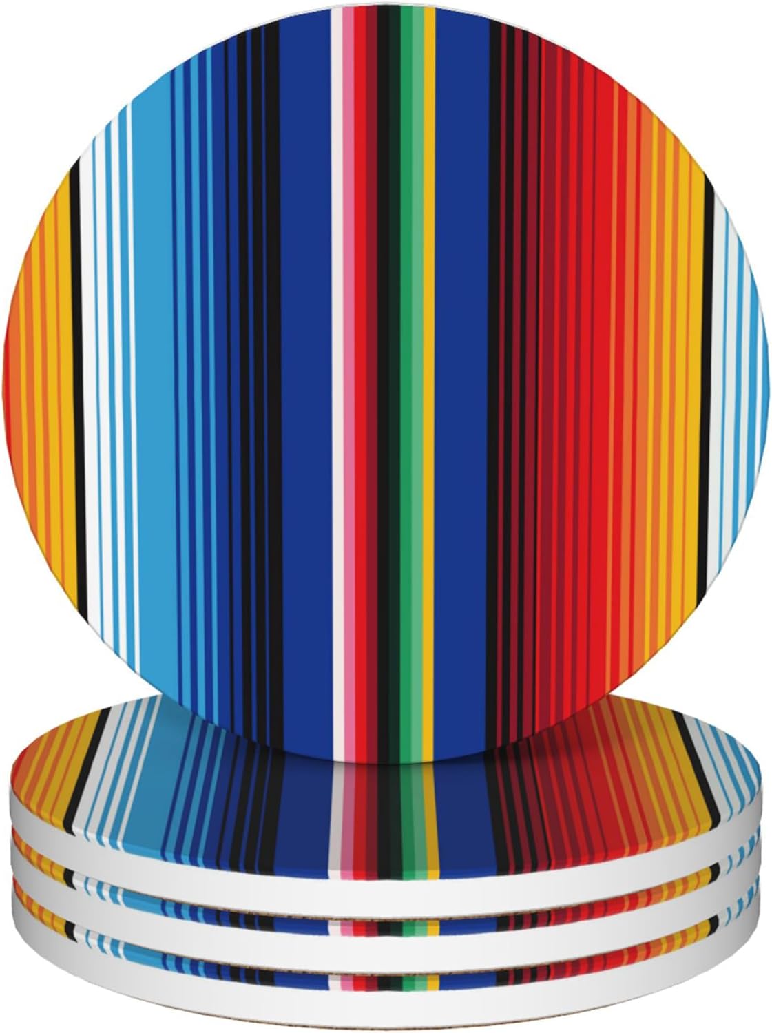 Coasters for Drinks,Mexican Stripes Colorful Ethnic Absorbent Coaster Set of 4 with Cork Base,Ceramic Drink Coasters for Cold Drinks Wine Glasses Cups Mugs,Housewarming Gifts for Home Decor