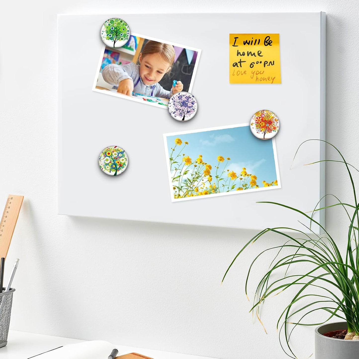 MORCART 16PCS Refrigerator Magnets, Cute Tree Fridge Magnets of Life Locker Whiteboard Decorative Magnetic Board Cabinets Classroom Office Cubicle School