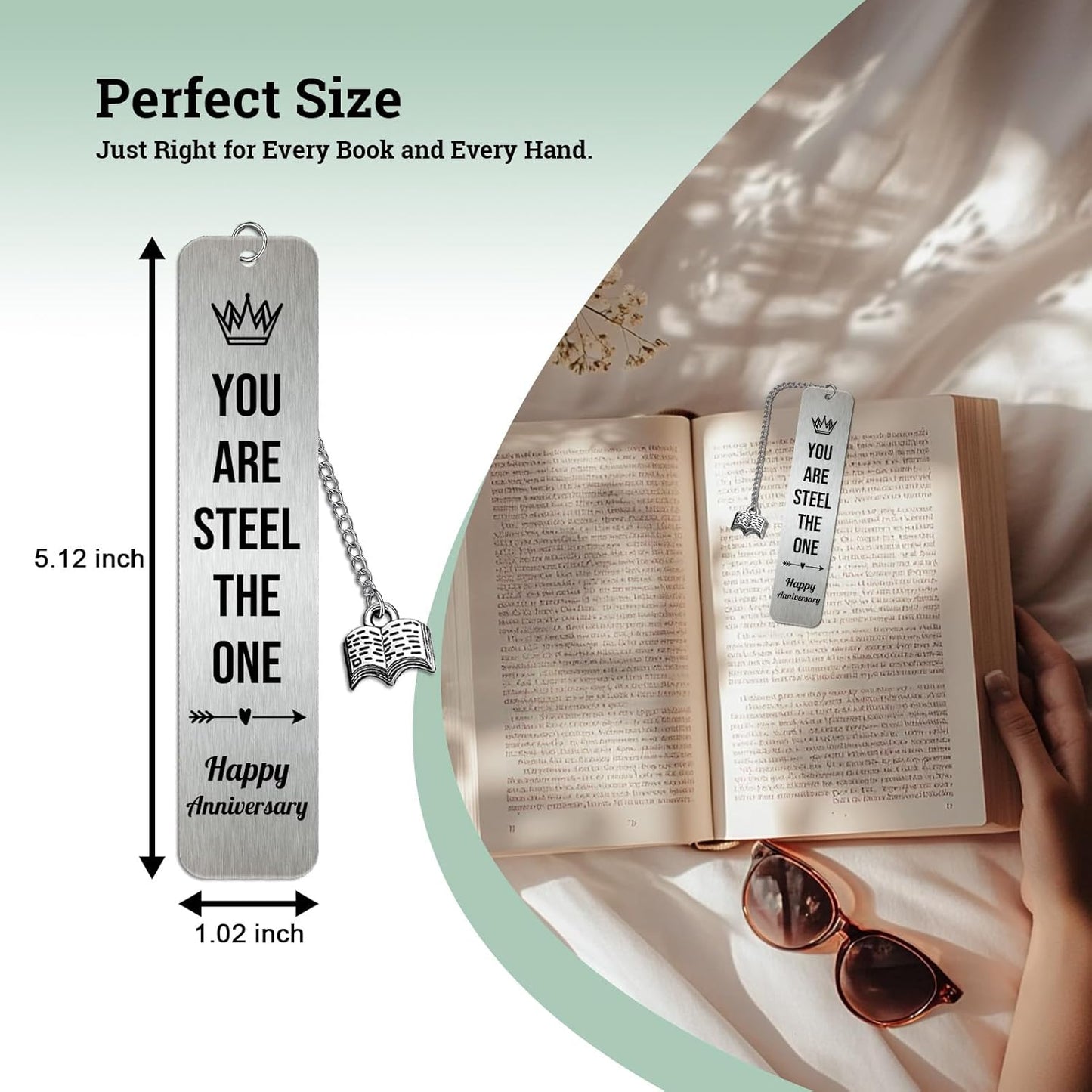 Anniversary Bookmark Gifts for Her Him, 11th Steel Wedding Anniversary Bookmarks, Best Commemorative Gift for Wife, Couple Book Marks Christmas Gifts for Book Lovers