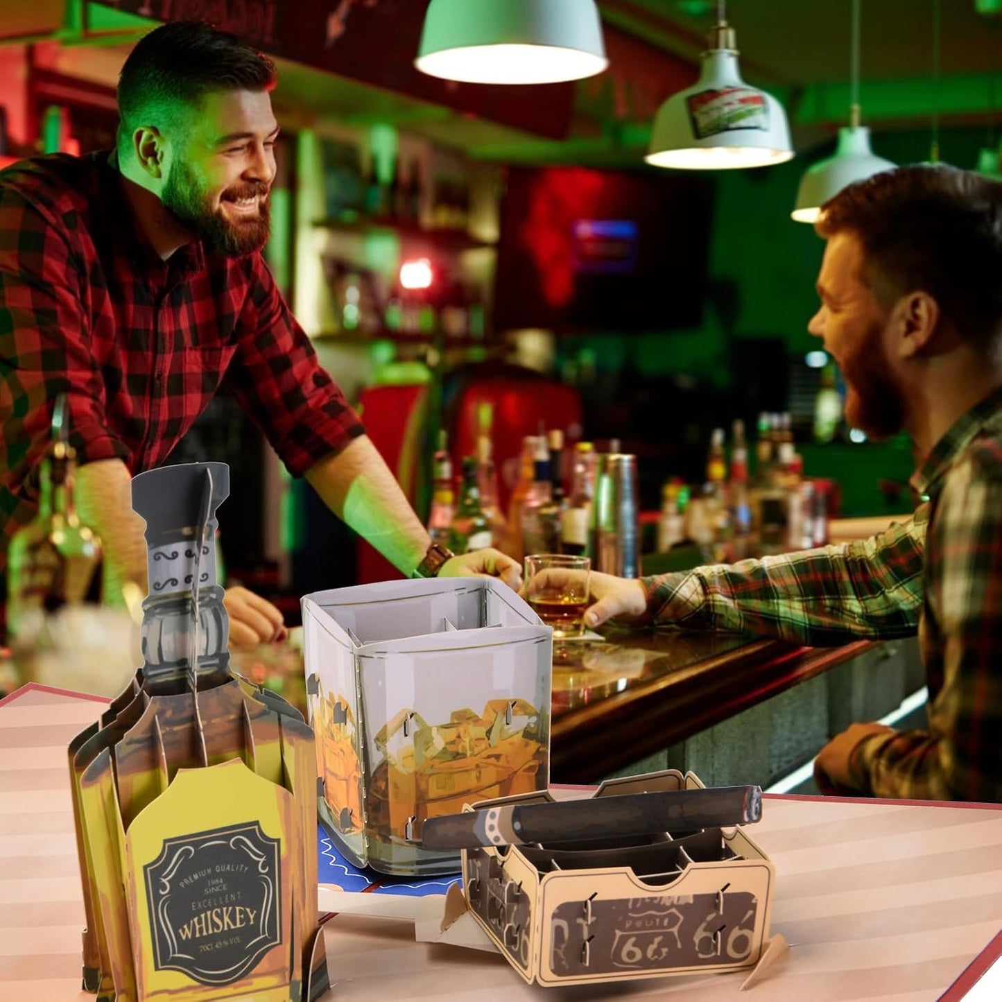 3D pop-up beer themed greeting card, exquisite pop-up pattern, laser paper carved details, suitable for men, husbands, fathers or colleagues who like good beer - with envelope and blank label