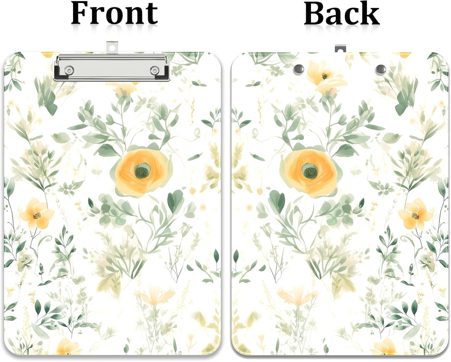 Rimilak Plastic Clipboards with Metal Clip, A4 Letter Size 9 x 12.5 in, Office Decorative for Students Women Men and Kids, Cute Custom Pattern, Green Plants