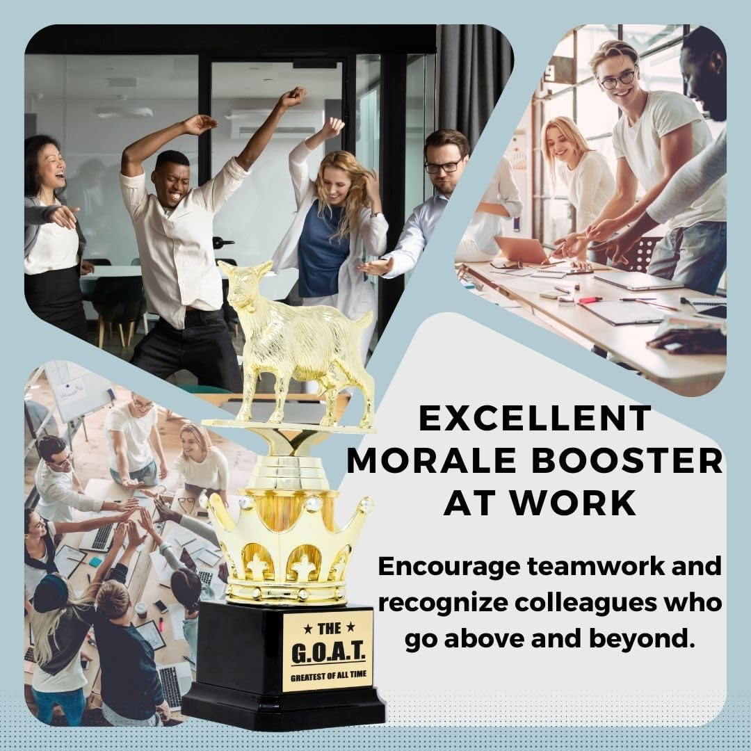 Goat Trophy - G.O.A.T. - Greatest of All Time Funny Trophy Award with Option for Custom Plate - Appreciation Gift for Boss, Coworker, Friend - League Champion Award Winner