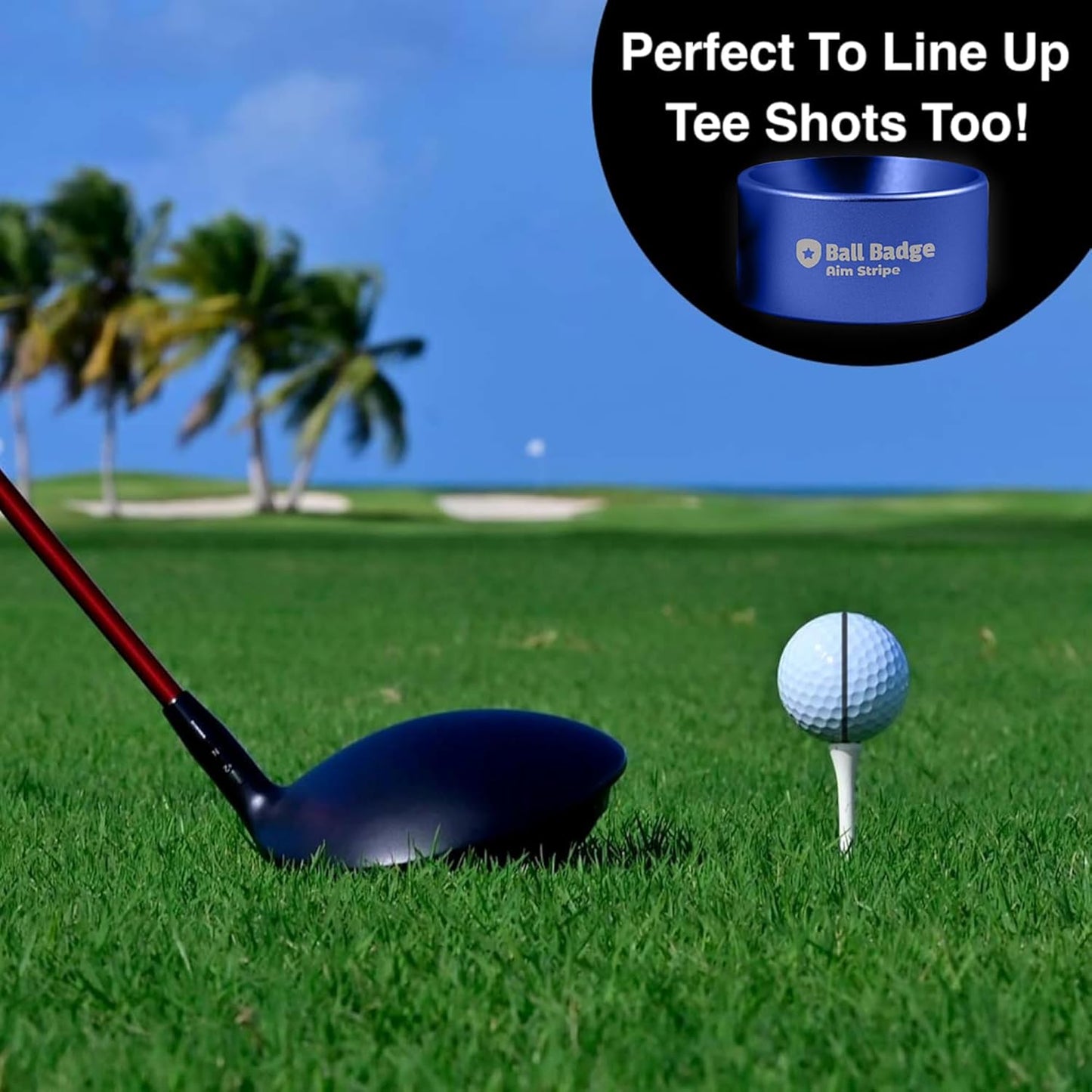 Ball Badge Aim Stripe - 360 Degree Golf Ball Line Marker Kit with Golf Bag Attachment for Perfect Alignment and Precision Putting