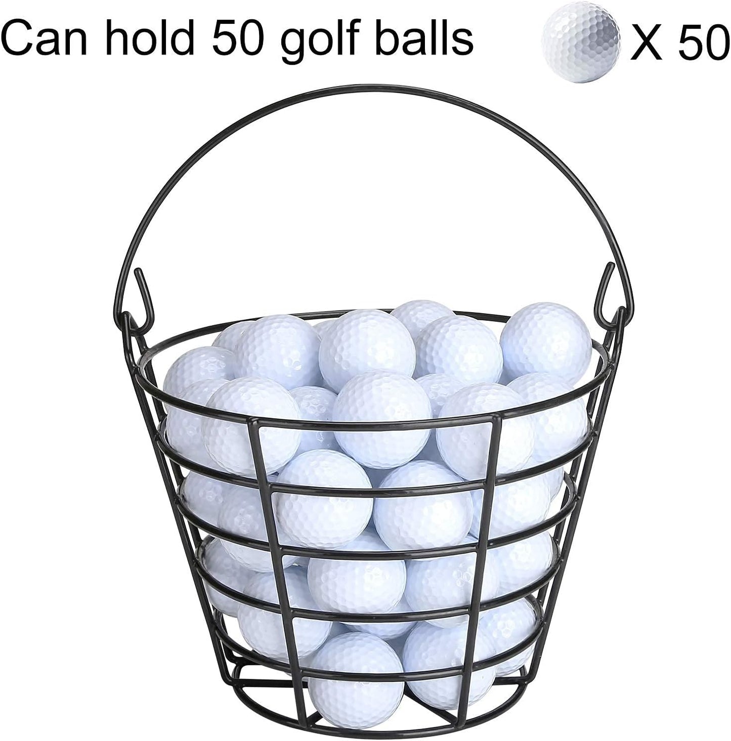 10L0L Metal Range Golf Ball Baskets with Handle, Golf Ball Storage Bucket, Holds 50 Balls Each (GolfBalls Not Included)