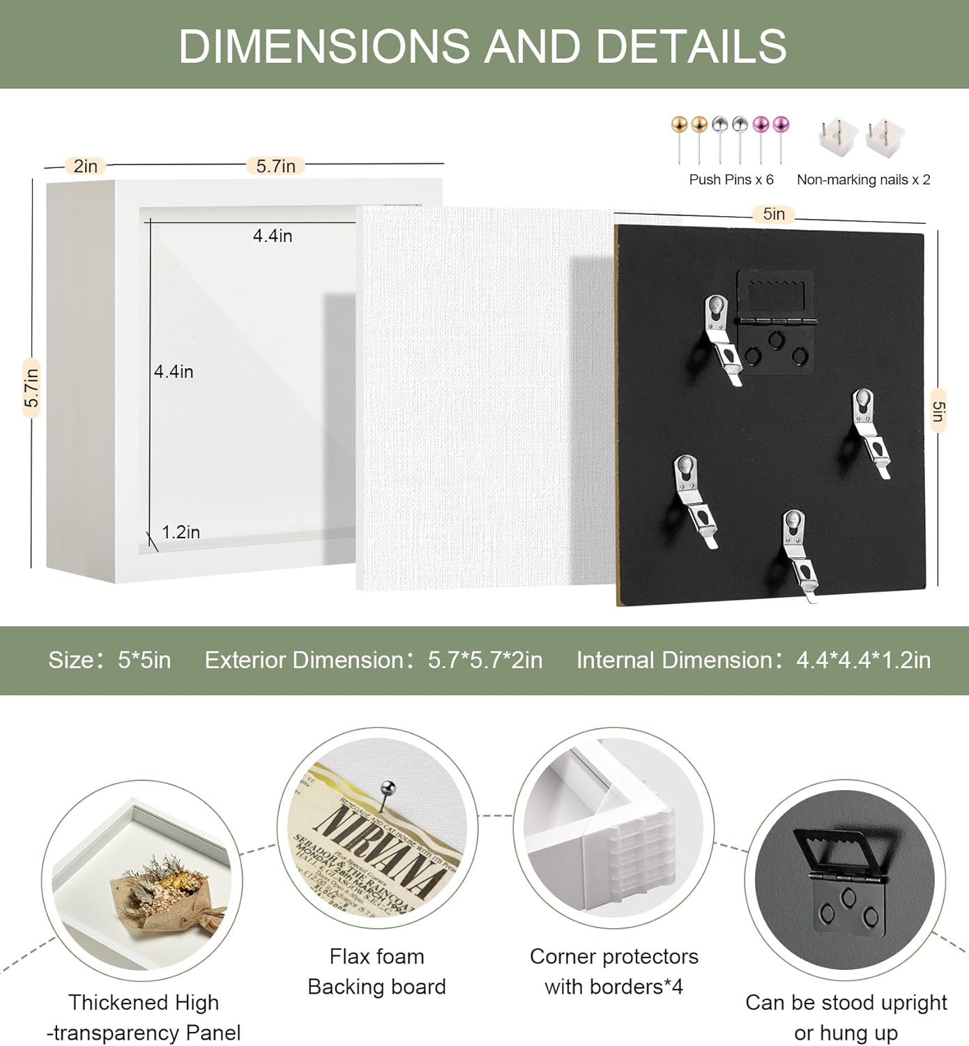 5x5 Mini Shadow Box Display Case Picture Frame with Soft Linen Back,Small Deep Black Shadow Box 5x5 for Flowers Medal Display Case Jersey pet Graduation Memorabilia Baby Ltems Crafts Photos