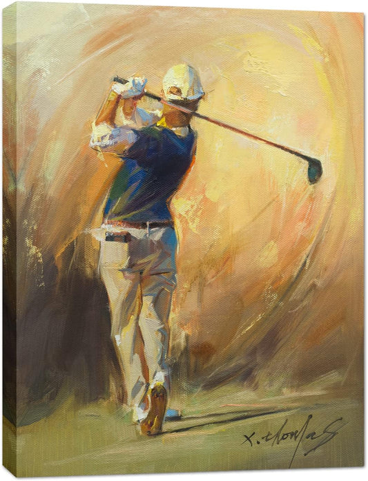 JZLDZS Large Golf Canvas Wall Art Framed Sports Theme Painting Print Pictures Wall Decor for Bedroom Office Man Cave Living Room, 24x32 Inch Yellow
