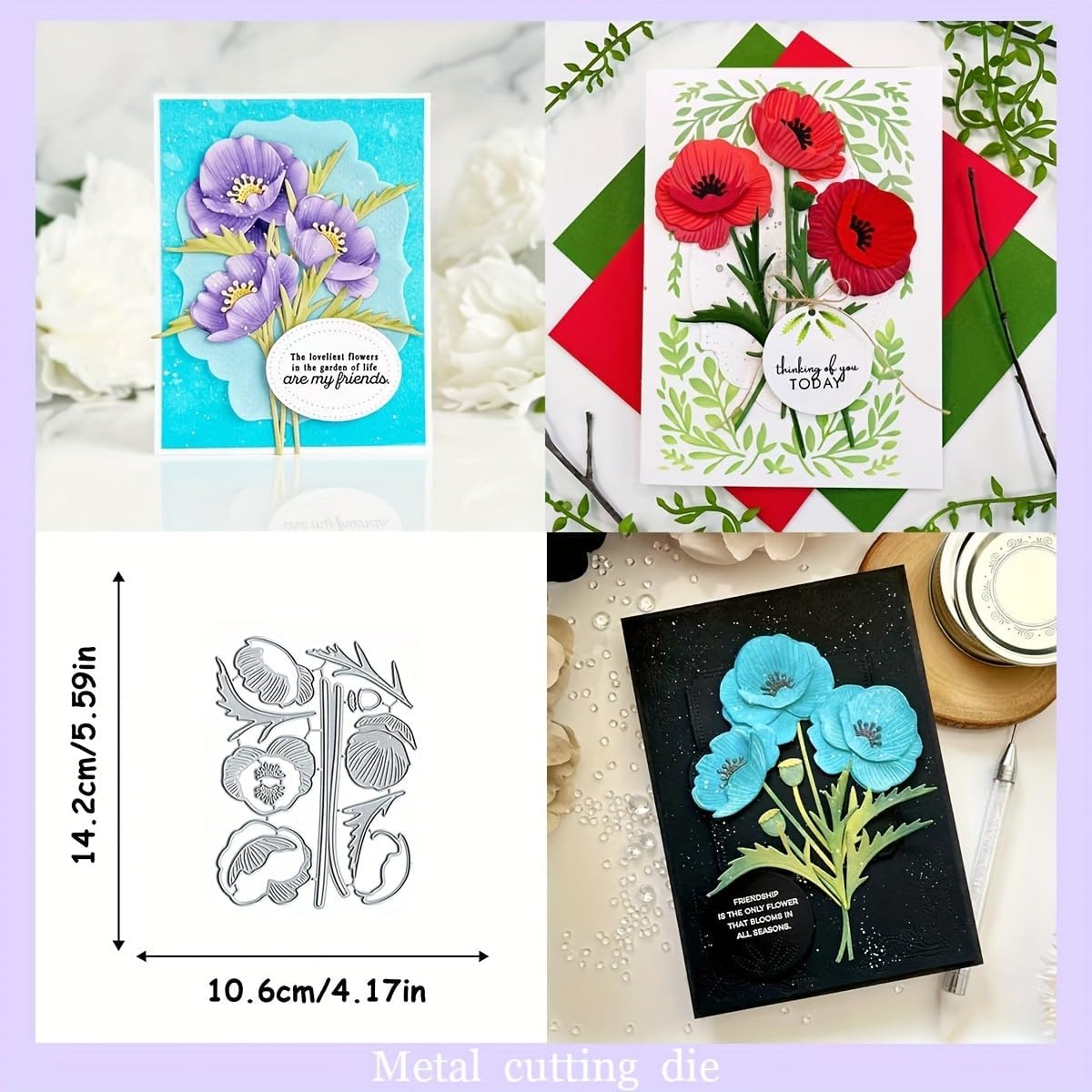 Flowers Metal Cutting Die for Scrapbooking - Cut Stencils for DIY Scrapbook Photo Album Decorative Paper Card, Card Making Supplies, Stencils & Crafting Die Cut (Geranium 5.6 x 4.2 in)