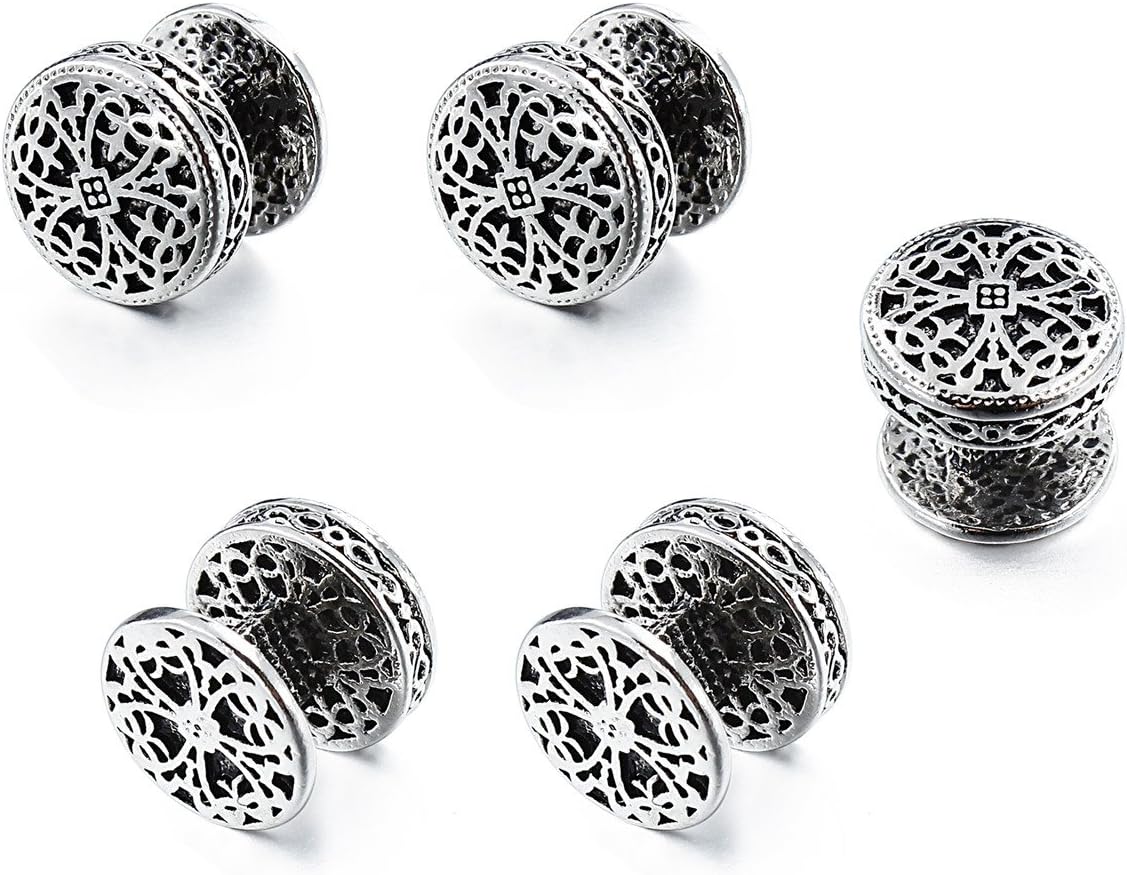 HAWSON Cufflinks and Studs for Men-Fashion Men Vintage Enamel Carbon Fiber Tuxedo Shirt Cufflinks and Studs Set for Regular Wedding Business Accessories
