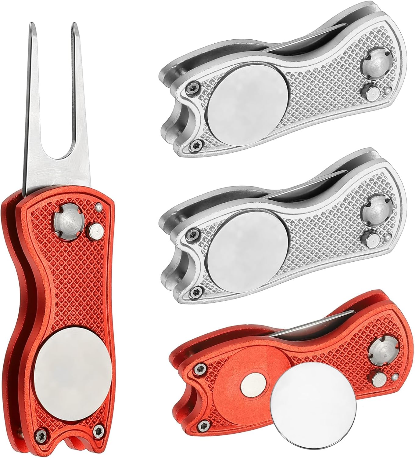 PATIKIL Golf Divot Repair Tool Foldable Metal Golf Green Divot Tool with Magnetic Ball Marker & Stainless Steel Fork