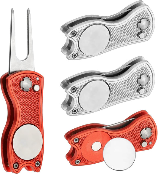 PATIKIL Golf Divot Repair Tool Foldable Metal Golf Green Divot Tool with Magnetic Ball Marker & Stainless Steel Fork