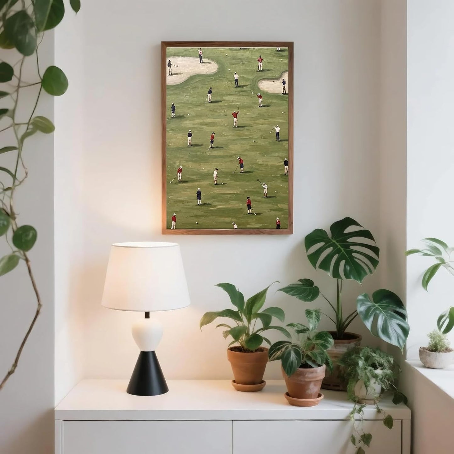 Vintage Wall Art Golf Wall Art Sports Pictures 16x24inch Unframed Miniature Golf Players Pattern Sporty and Fun Illustrations Modern Art Decorative Multicolor Zen Rustic Calm for Living Room, Bedroom