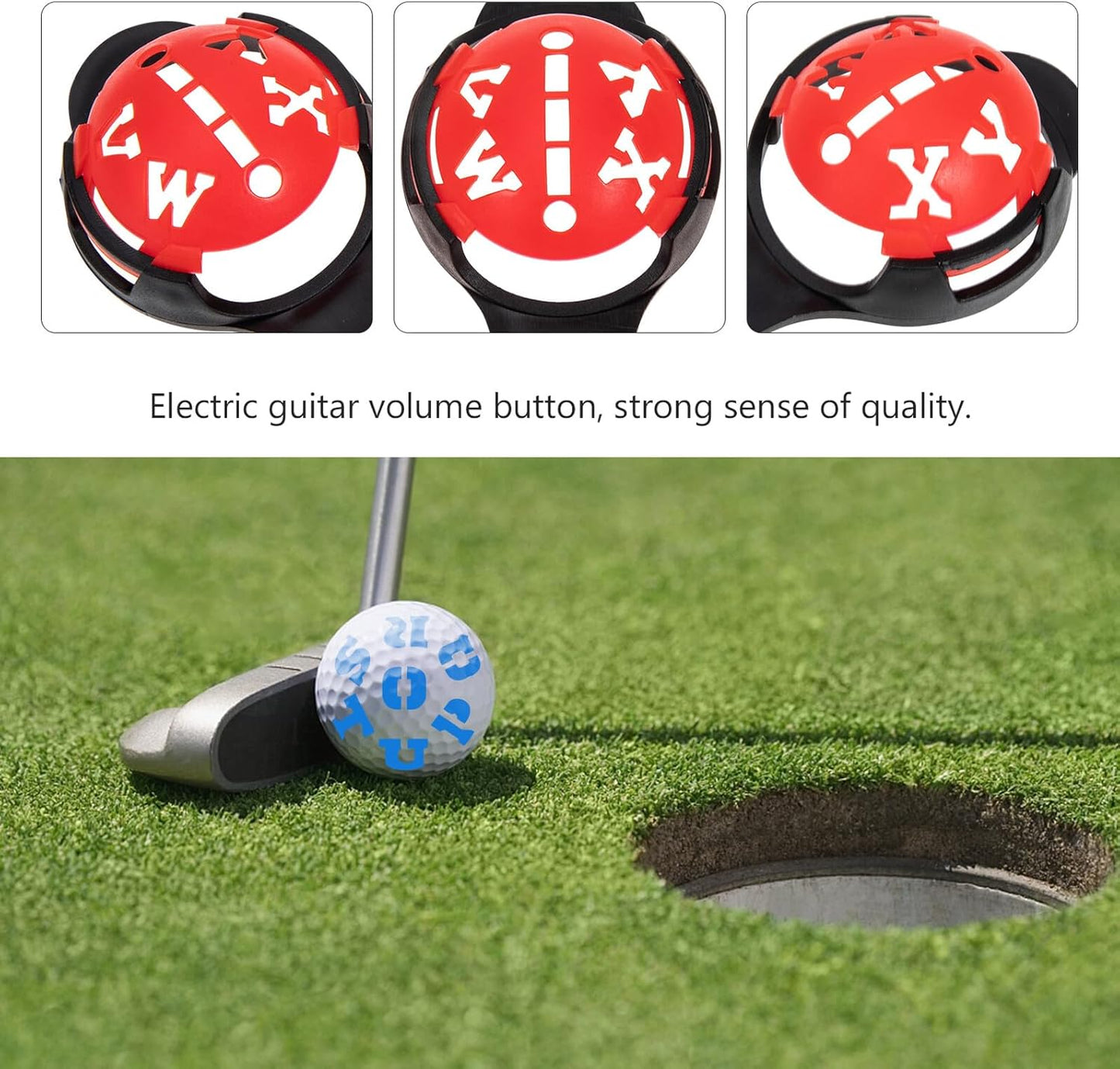 Kisangel Golf Ball Marking with Letter and Pattern Stencils Abs Golf Accessories for Accurate Line Drawing Front and Back Use Alignment Tool for Golfers Black Red