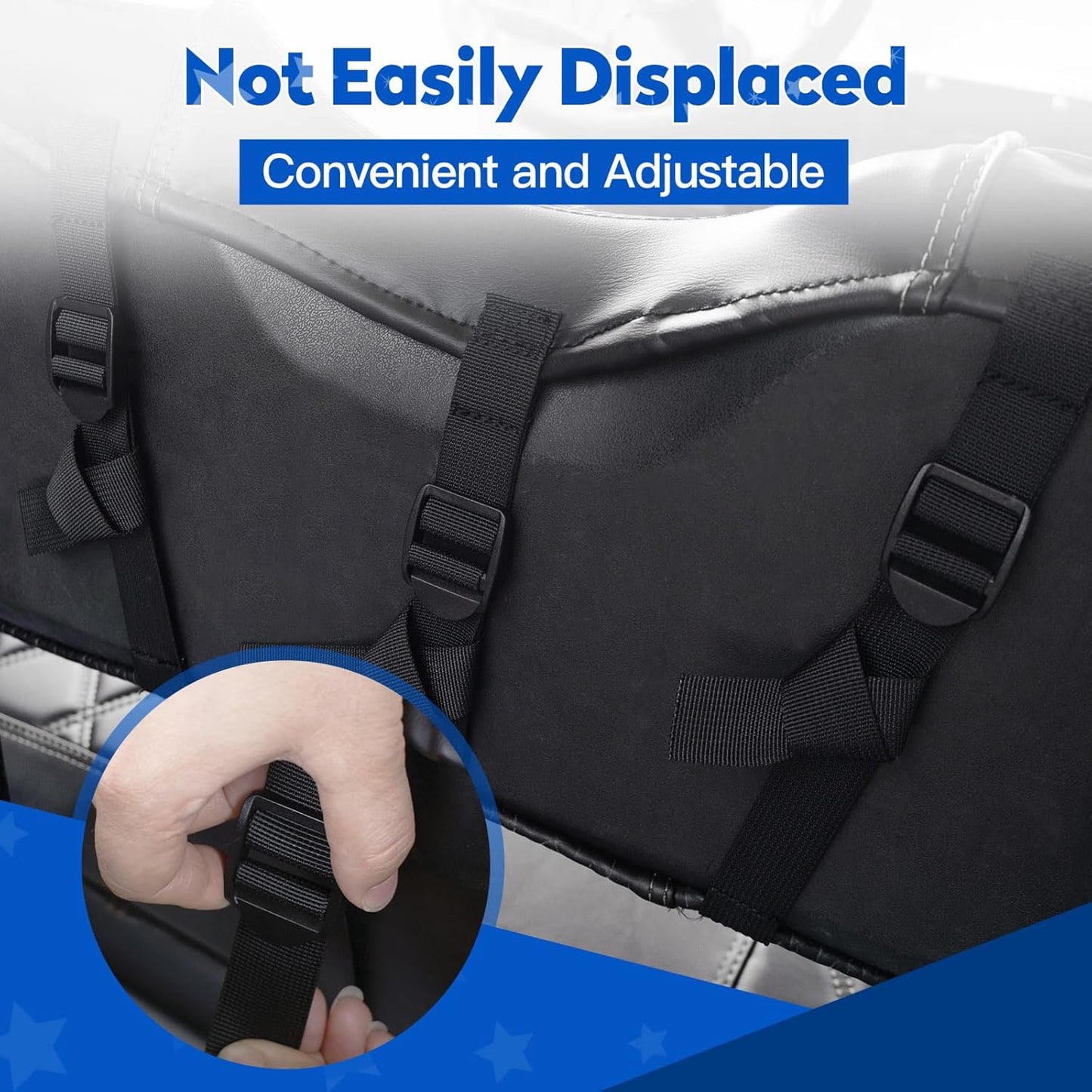 NOKINS 4PCS Golf Cart Seat Covers Kit, Front and Rear Seat Covers Fits YAMAHA/G29/Drive2 Standard Seat Cushion, Yamaha Vinyl Diamond Replacement Seat Covers, No Stapler(Black&Black Stitch)