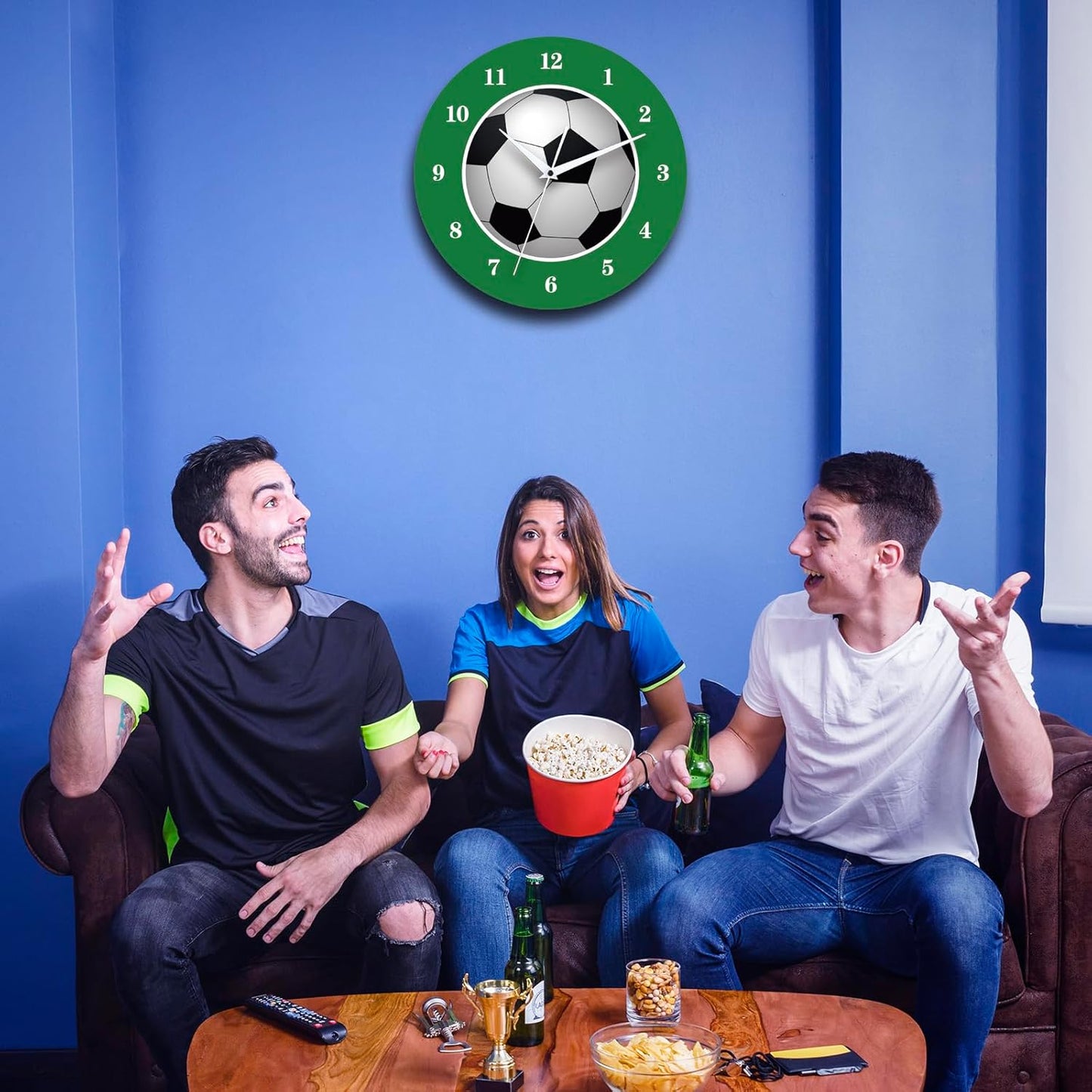 12 Inch Sports Wall Clocks with Silent Clock Movement and Battery Operated, Great Decor for Bedroom, Living Room or Classroom (Football Wall Clock)