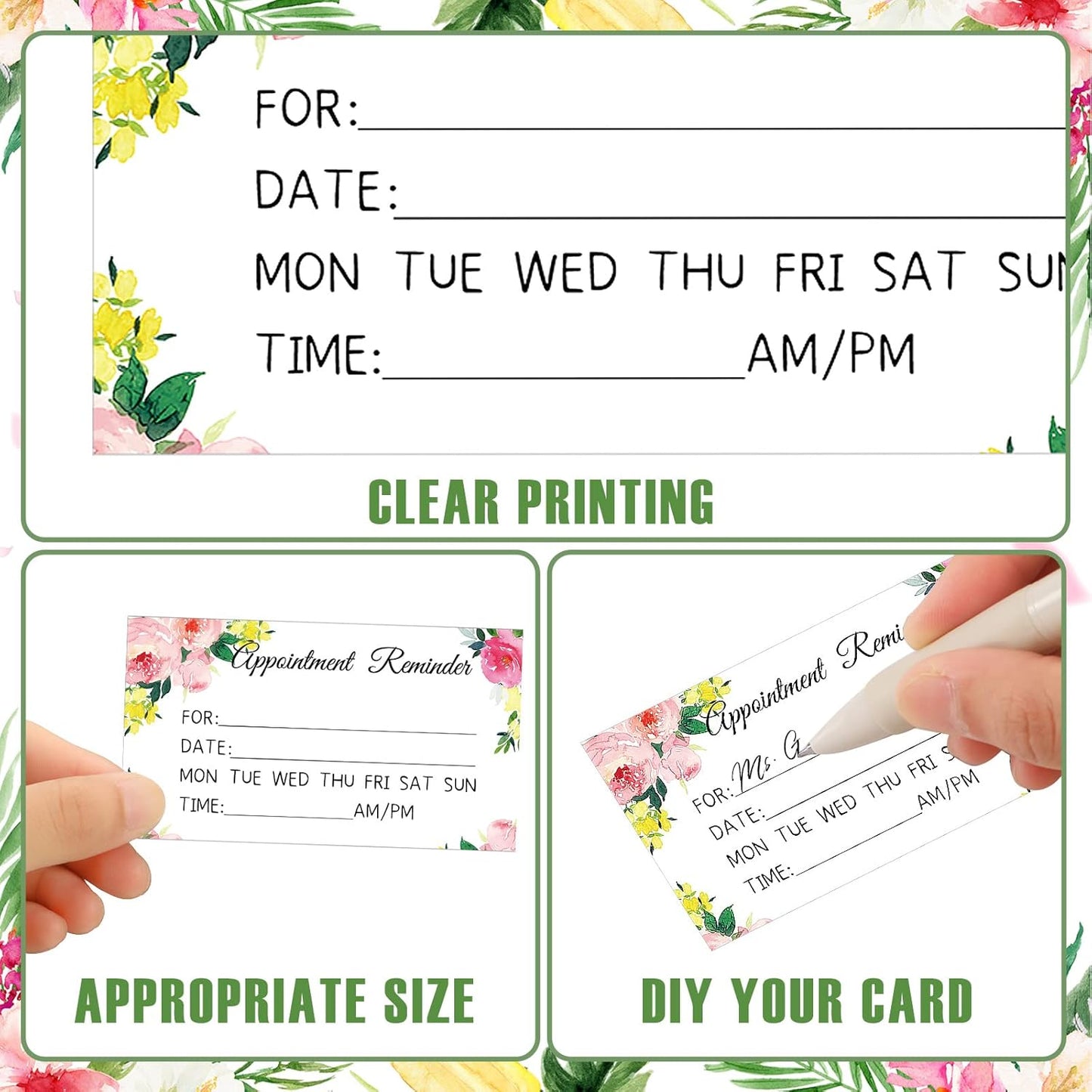 Ctosree 400 Pcs Appointment Reminder Cards 1.97 x 3.54 Inches Client Appointment Reminder Cards Bulk for Business Hair Salon Dental Office Nail Spa Massage Dog Grooming Restaurant Supplies, 4 Styles