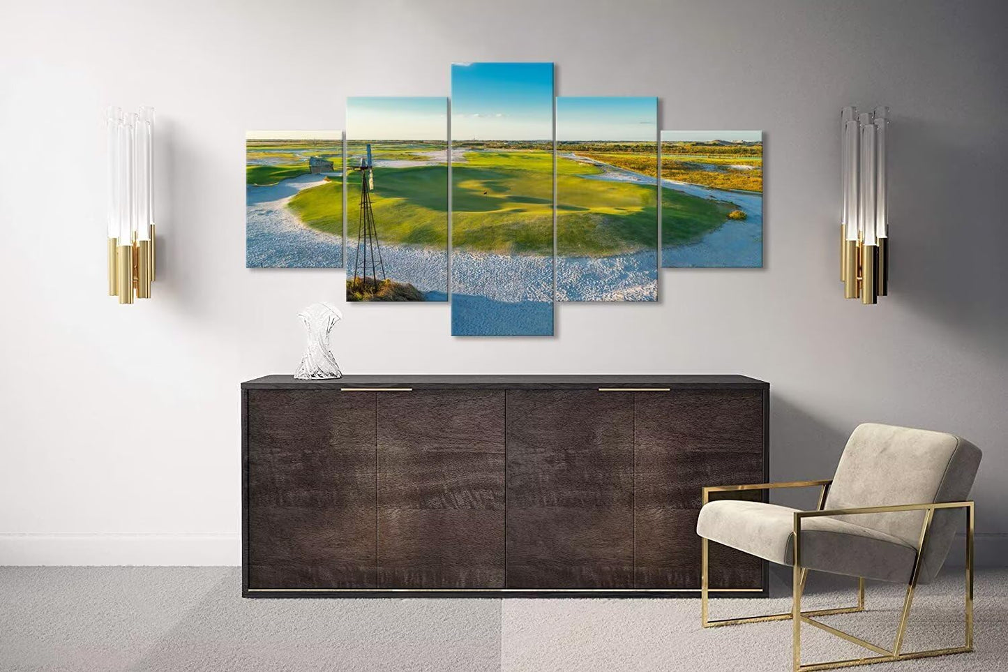 Streamsong Black Course 9th Hole Wall Art for Living Room Bedroom Bathroom Home Decorations Golf Course Pictures Posters Framed Artwork Canvas Prints Ready to Hang(60''W x 32''H)