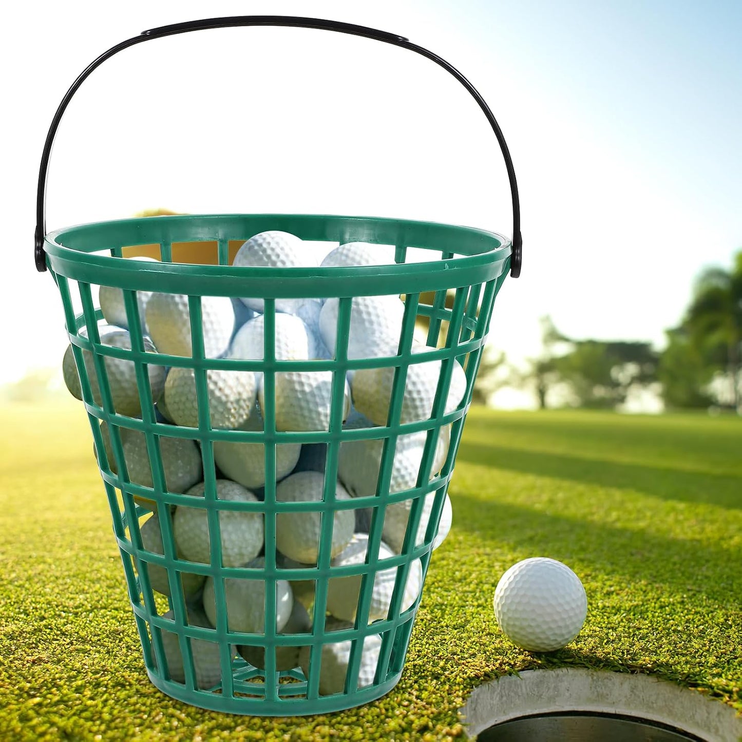 Stainless Steel Golf Ball Organizer Basket with Lid – Vintage Practice Range Storage & Beer Pong Bucket (Rust-Proof, Heavy-Duty for Indoor/Outdoor Use)