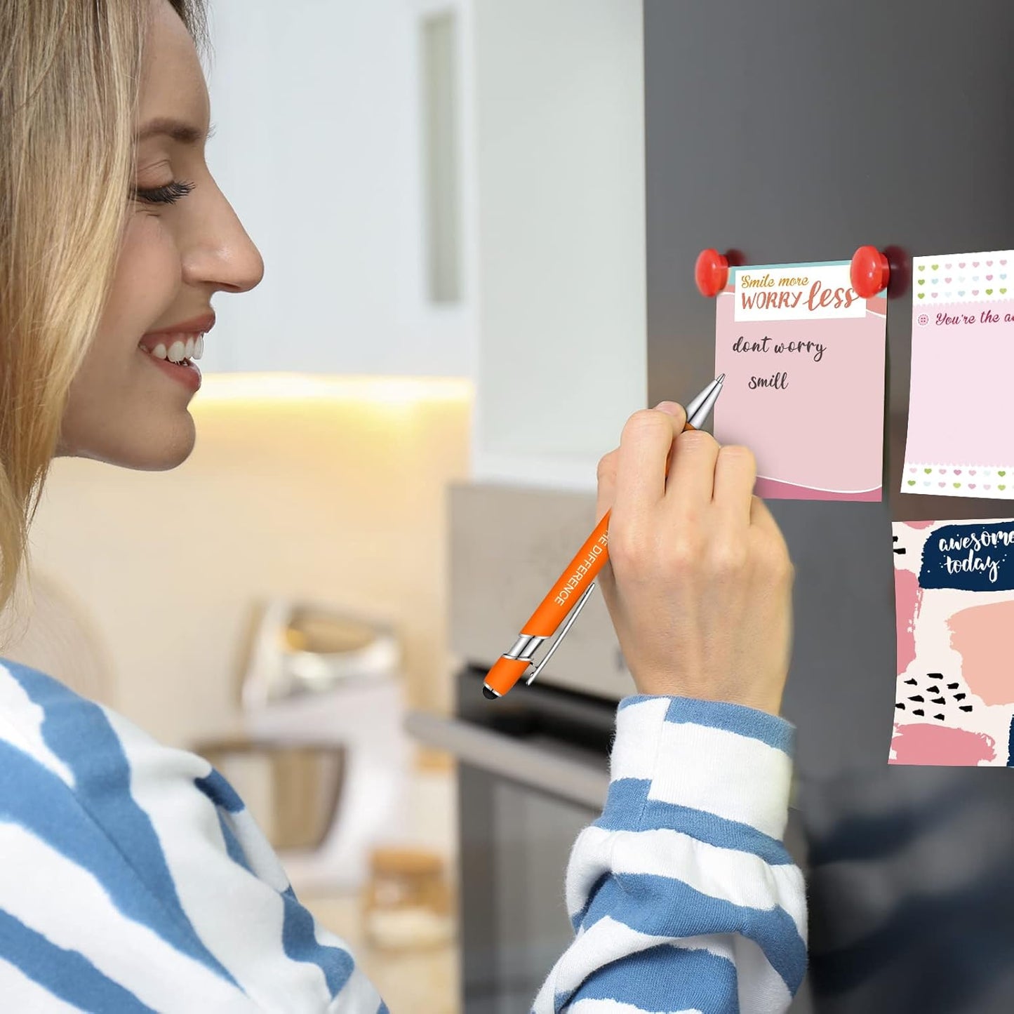 Geyee 24 Pcs Stylish Sticky Notes with Funny Pens Fun Notepads for Adults Coworkers Nurse 3 x 4 Inch to Do List Notepads with Sayings Pen for Lab Week Gifts Teacher Office Supplies