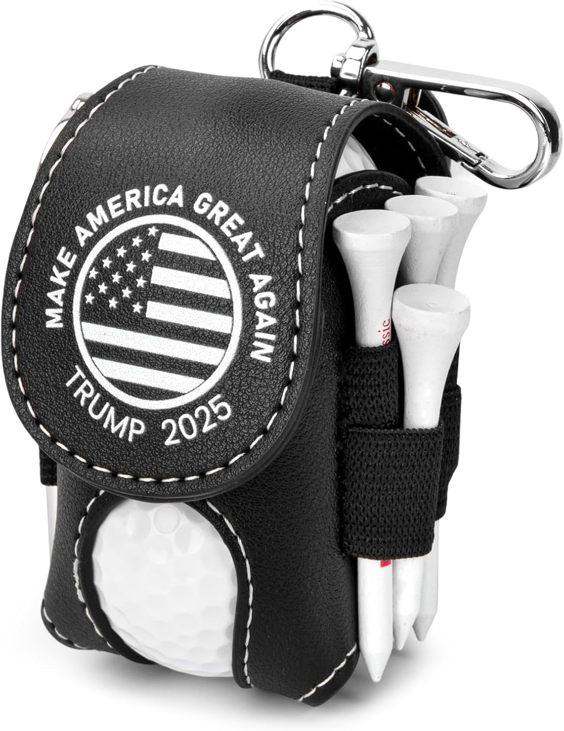 Golf Ball Bag Pouch with Golf Tee Holder Leather Golf Ball Pouch with Belt Clip Golf Ball Bag for Men and Women Storage Gift