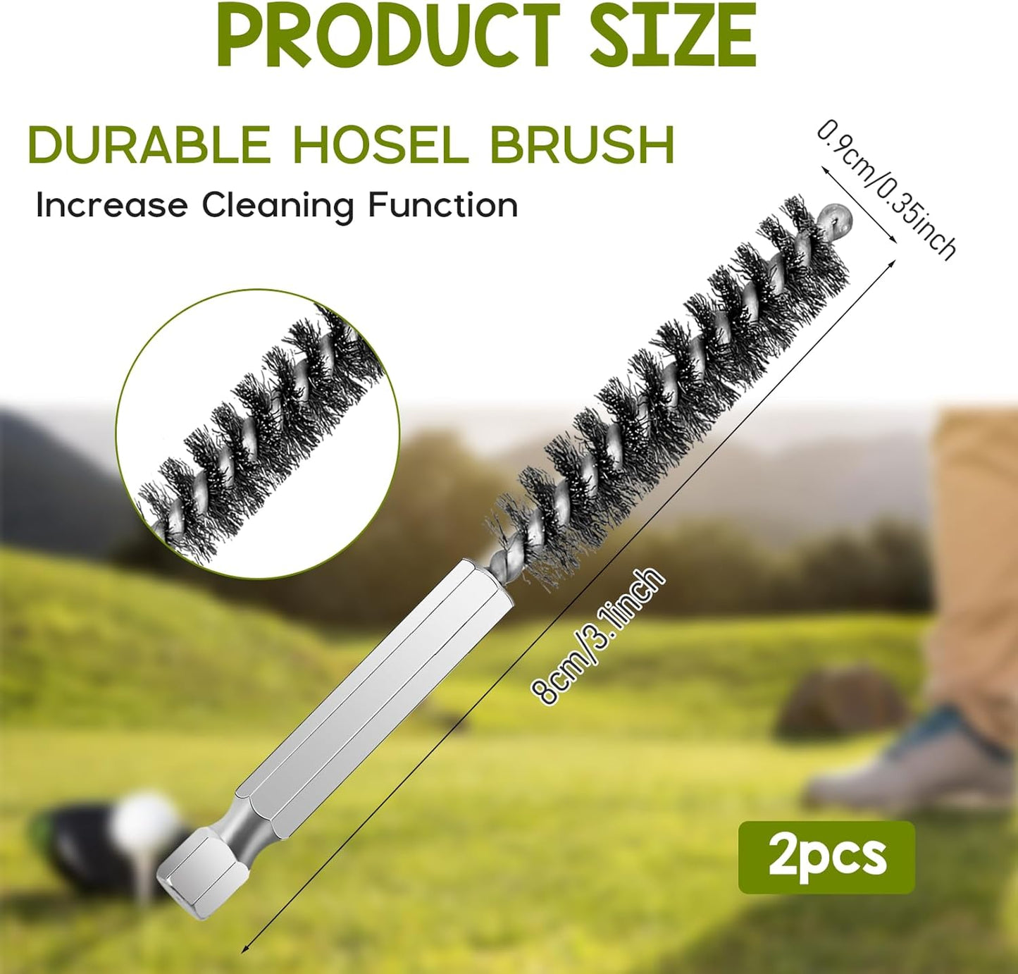 2 Pcs Golf Clubs Head Hosel Brush, Silver Shaft Ferrules Brush, Stainless Steel Bore Wire Cleaning Tool, Electric Drill Wire for Deeply Clean Debris Dust Glue