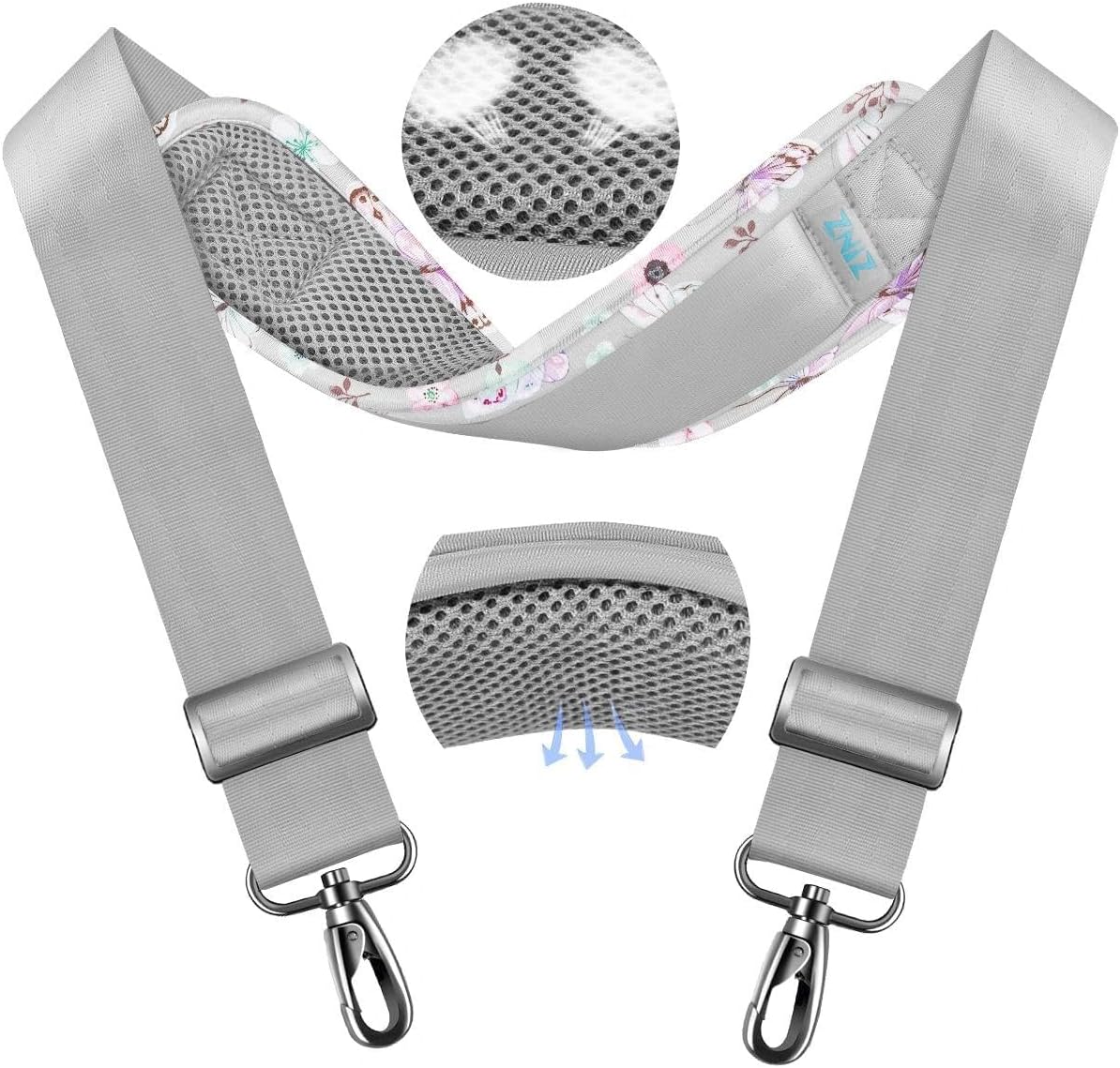 ZINZ 79.5" Universal Strap with Ultra-Thick Fixed Breathable Pad - Adjustable Heavy-Duty Shoulder Strap for Laptop, Crossbody, Luggage, Gym, Camera Bag and More,Butterfly