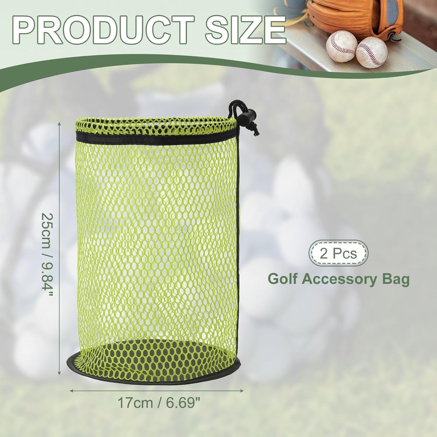 Golf Ball Storage Bag Nylon Mesh Golf Pouch with Adjustable Drawstring Closure for Balls Outdoor Sports Supplies
