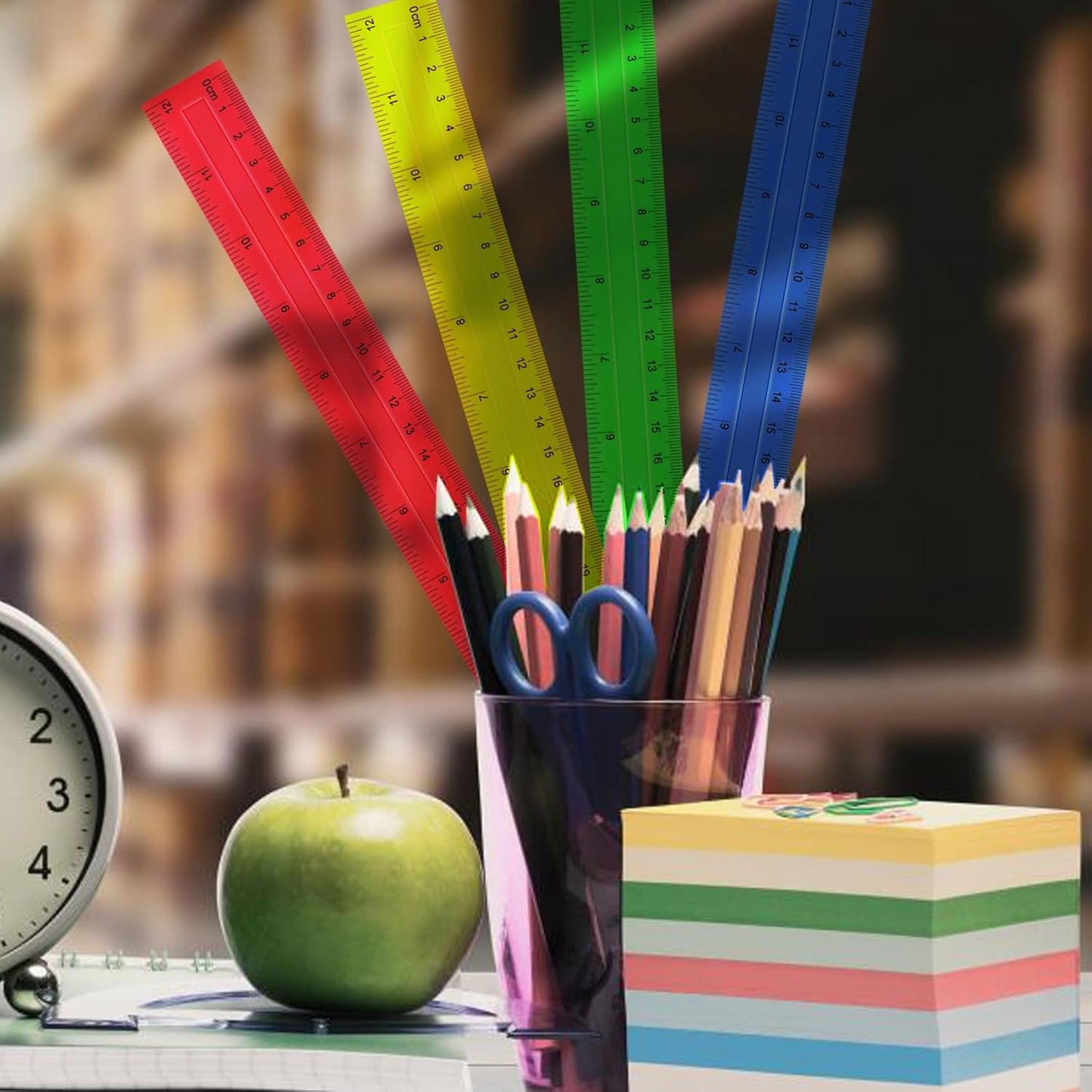 8 Pack Color Transparent Ruler, Plastic Rulers 12 Inch, Assorted Color Metric Rulers Bulk for School, Office, Classroom (8)