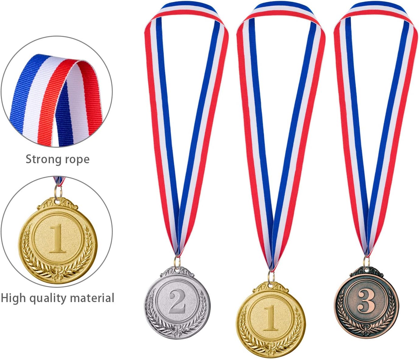 Favide 12 Pieces Gold Silver Bronze Award Medals-Winner Medals Gold Silver Bronze Prizes for Competitions, Party,Olympic Style, 2 Inches