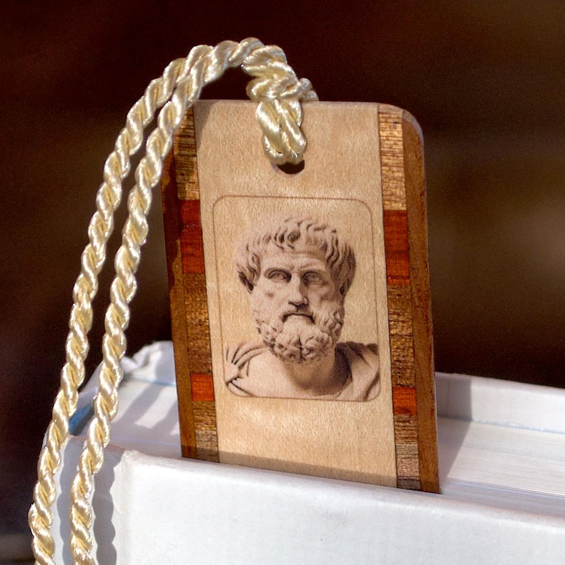 Aristotle Greek Philosopher Portrait with Engraved Signature Wooden Bookmark - Made in USA - Also Available with Personalization