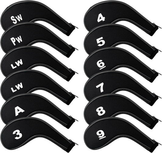Golf 12pcs Thick Synthetic Golf Iron Head Covers Set Headcover Fit All Brands Callaway Ping Taylormade Cobra Etc. Also Custom Name