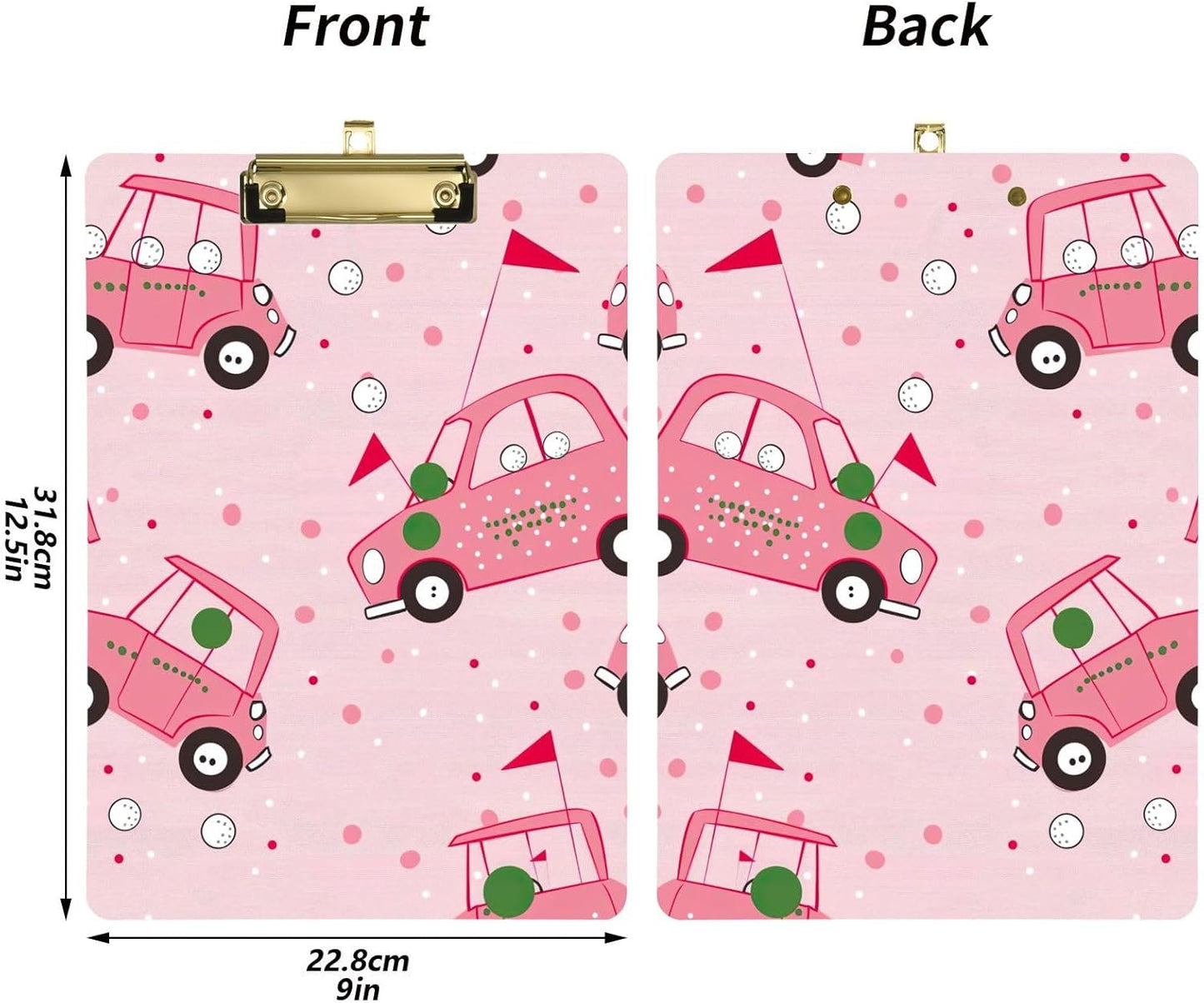 Golf CarThick Clear Acrylic Clipboard with Shiny Gold/Silver Finish Clip21344655