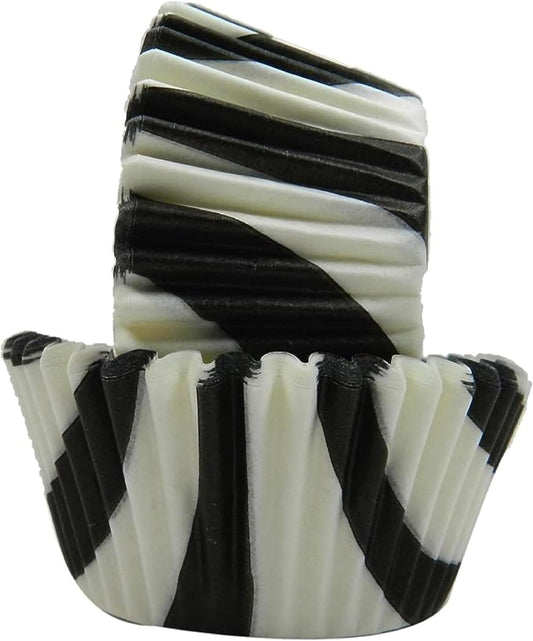Regency Wraps Greaseproof Professional Grade Baking Cups, Pack of 40, Standard Liners, Black/White Zebra, for Cupcakes, Muffins, Candy, Non Stick