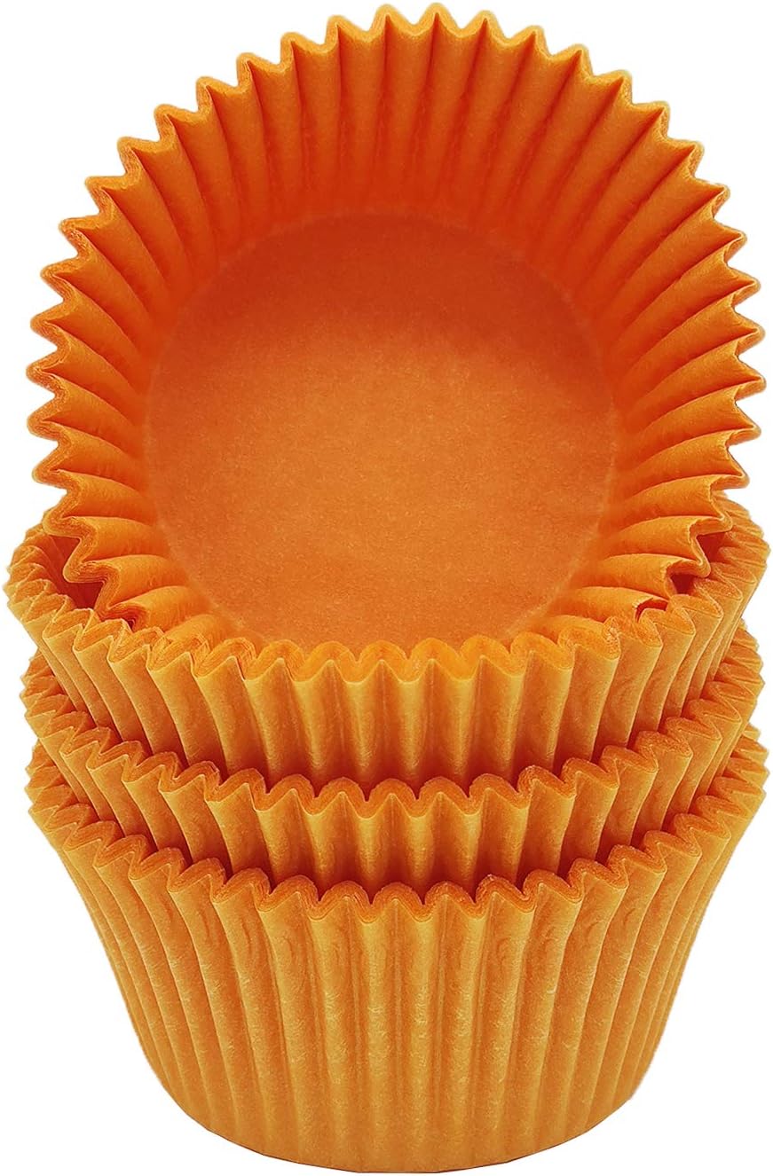Premium Orange Greaseproof Cupcake Liners Muffin Paper Baking Cups Standard Size, 100-Count