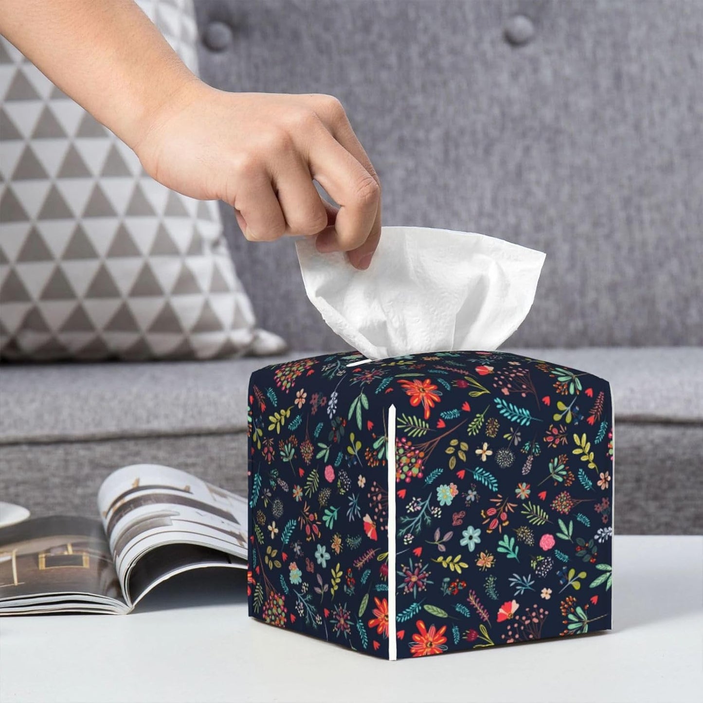Flower Tissue Box Cover Tissue Holder, Tissue Case, Kitchen Desktop Home Decorative Napkin Tissue Box Office Desk Car Decor