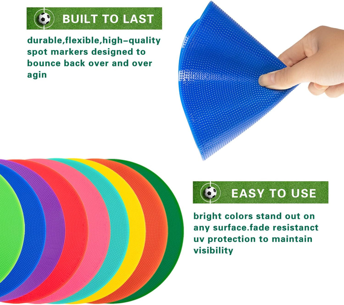 Spot Markers 9 Inch 10 Inch Non Slip Rubber Floor Markers Flat Field Cones Poly Dots for Soccer Basketball Sports Speed Agility Training and Drills