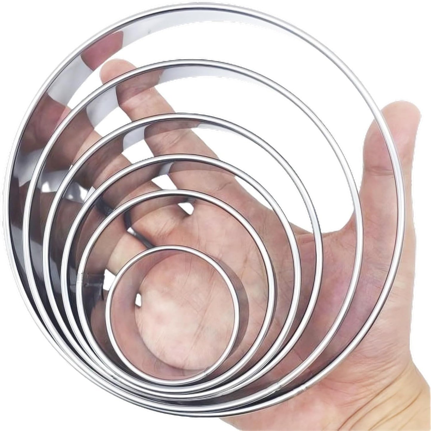 Doczen 6 Pcs Round Cookie Cutter Set (2, 3, 3.5, 4, 5, 6 Inch) - Round Cookie Cutter 4, 5, 6 Inch, Stainless Steel