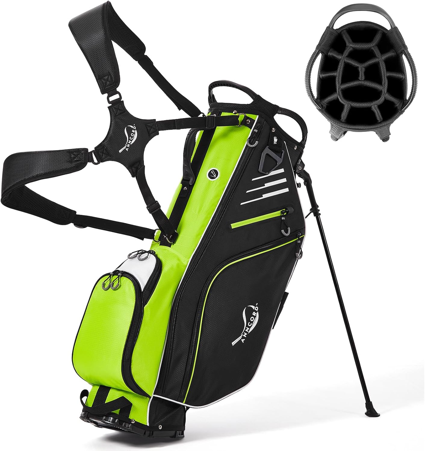 Golf Stand Bag 14 Way Top Dividers Full-Length with Stand, 8 Pockets, Cooler Pouch, Waterproof Golf Bag for Men, Dual Strap, Rain Hood