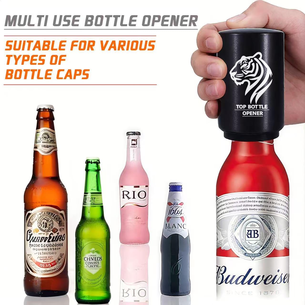 Push Down Bottle Opener,Automatic Beer Openers,Premium Bottle Opener Stainless Steel Bottle Cap Mover Magnetic Corkscrew, Beer Bar Accessories Gifts for Him BF,Can Openersfor Home Picnic Camping