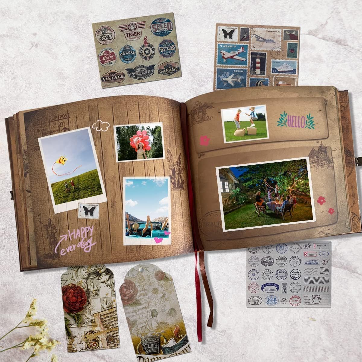 Adventure Book 148-Page DIY Handmade Scrapbook with Retro-Style Embossed Letter Cover - Perfect Travel Diary & Memory Album for Couples,Inspired by the 'Up' Saga,Ideal for Anniversaries & Weddings